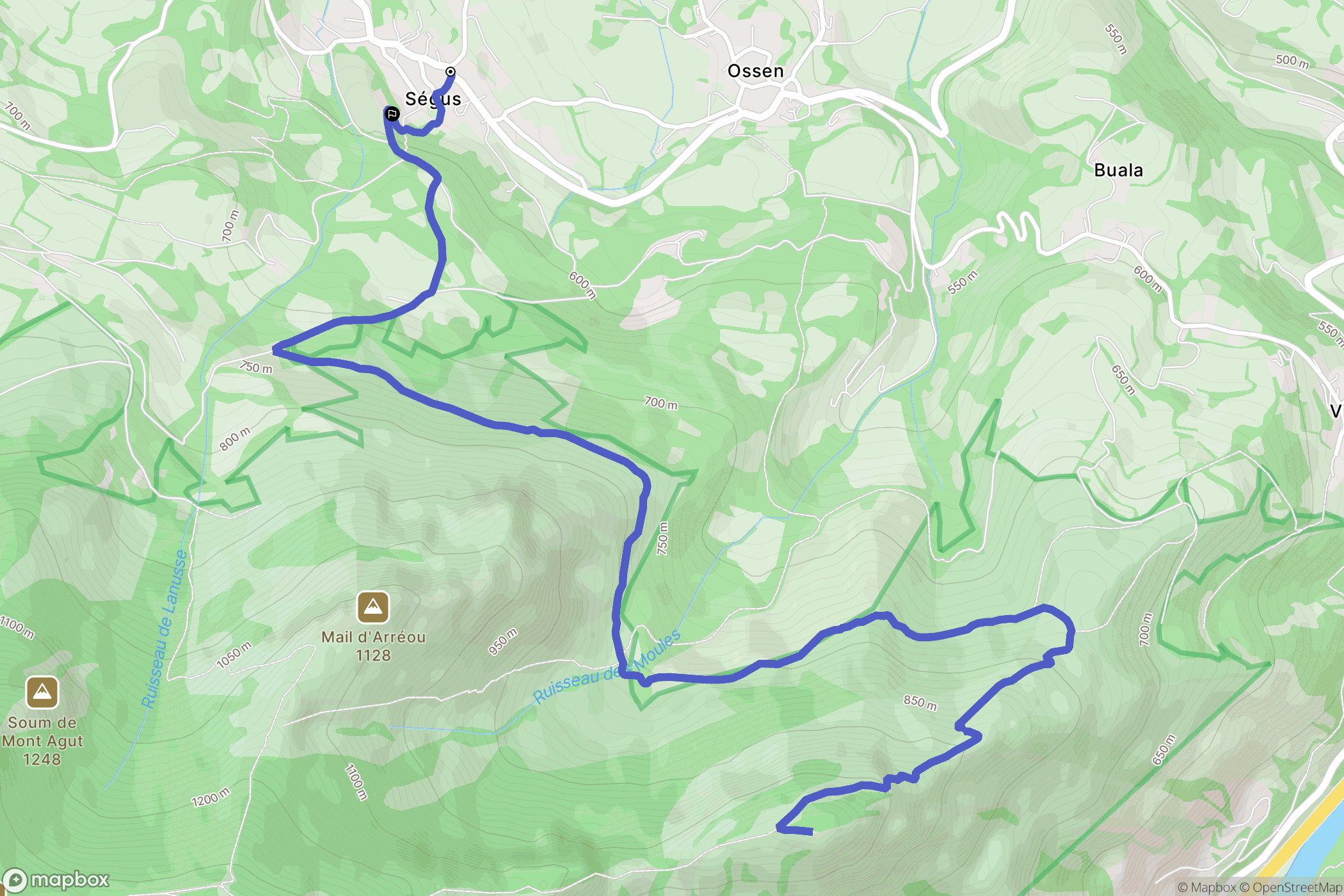 Ségus : carte du parcours de randonnée - France