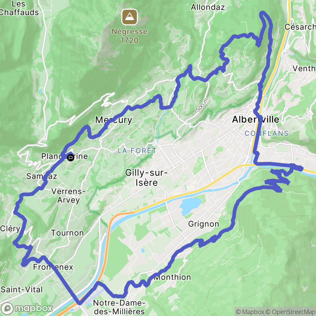 Plancherine : carte du parcours de randonnée - France