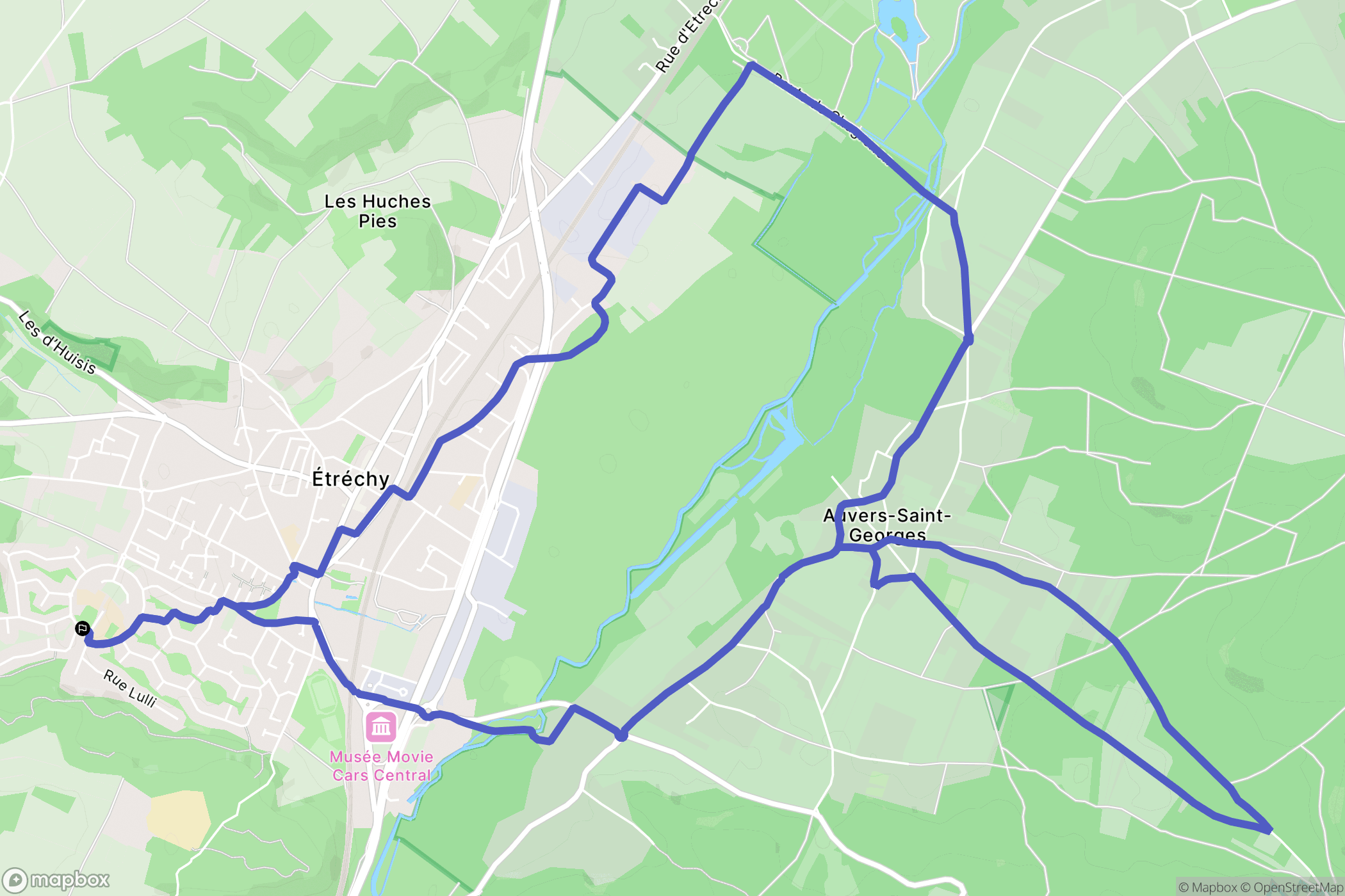 Étréchy : carte du parcours de randonnée - France