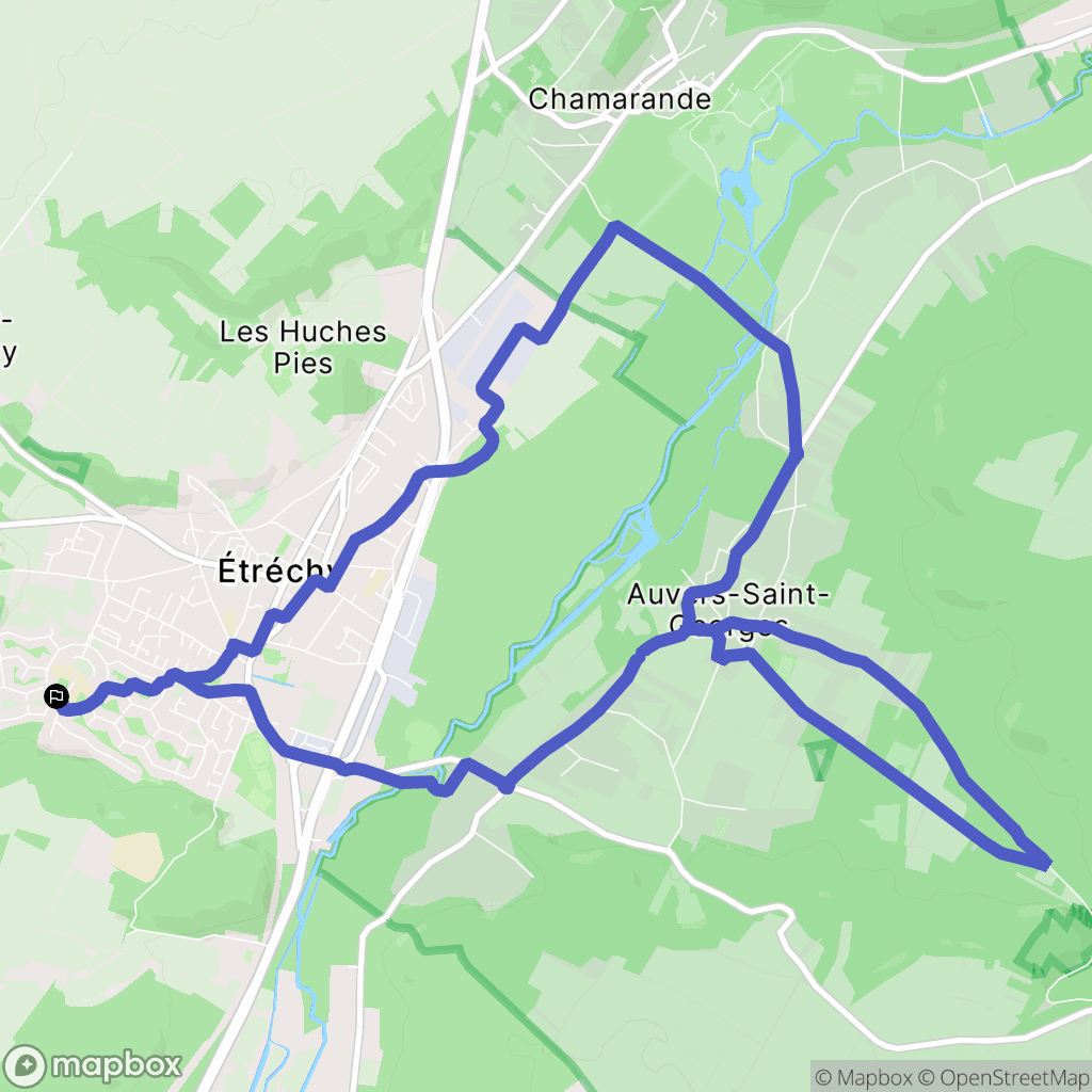 Étréchy : carte du parcours de randonnée - France