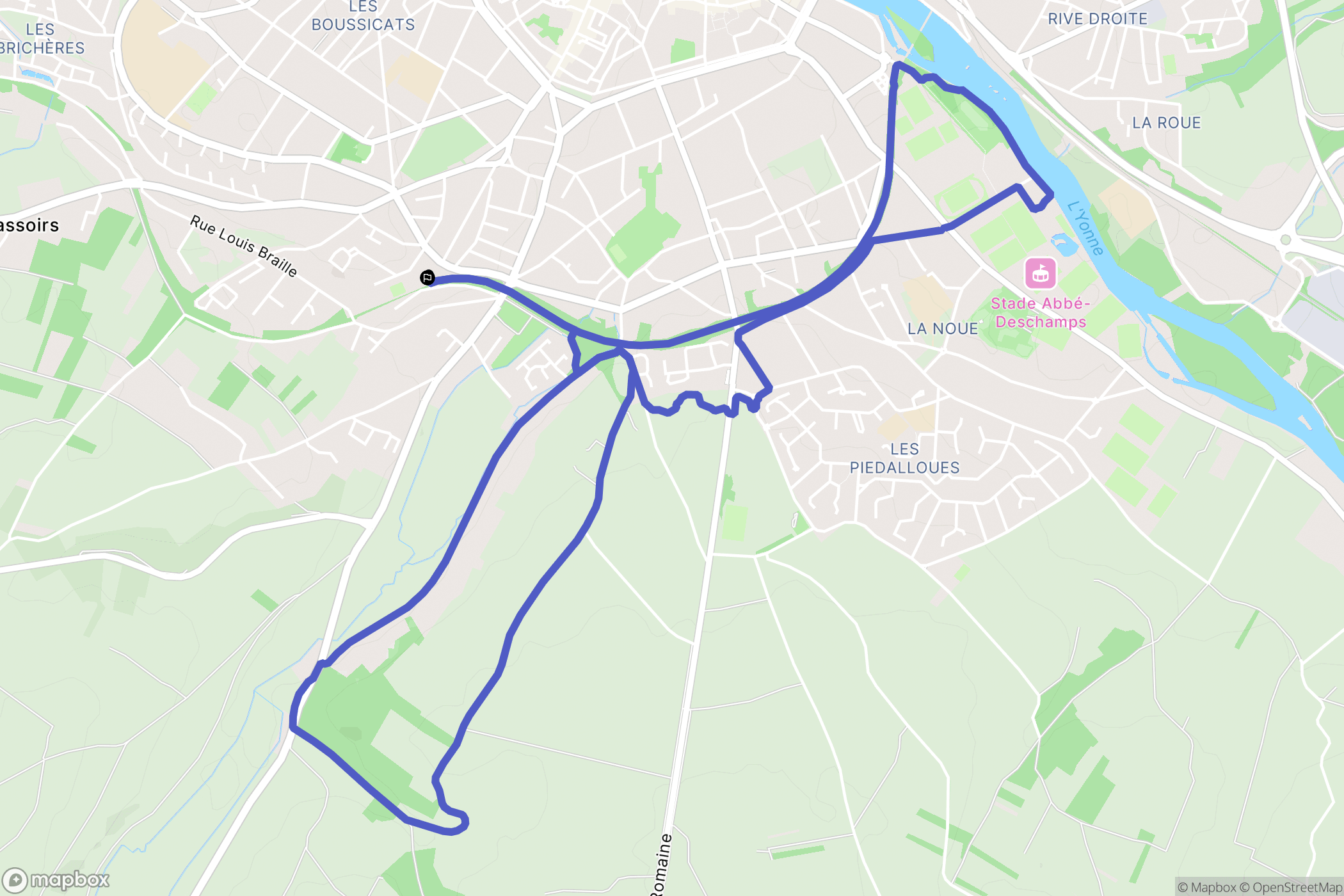 Auxerre : carte du parcours de randonnée - France