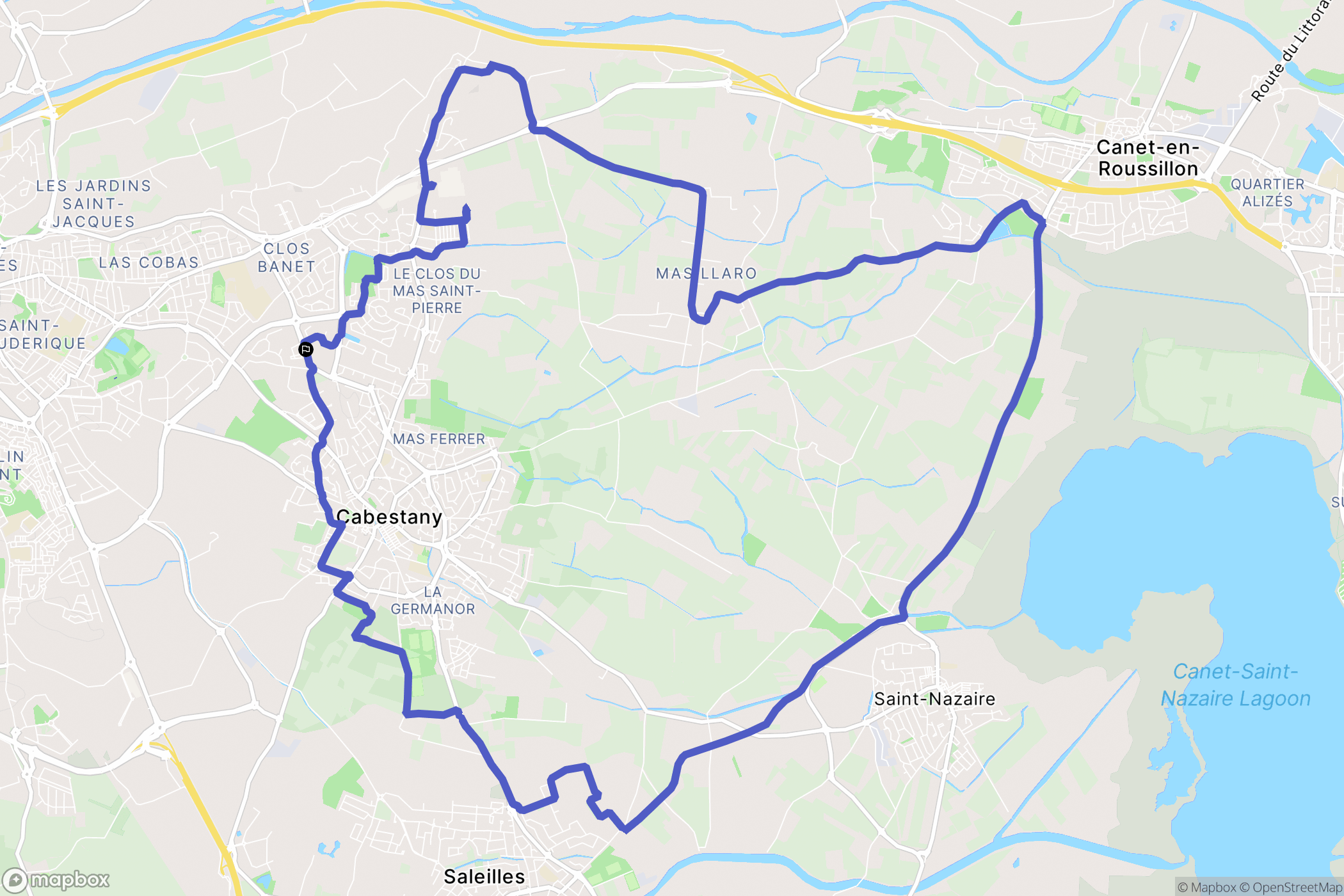 Cabestany : carte du parcours de randonnée - France