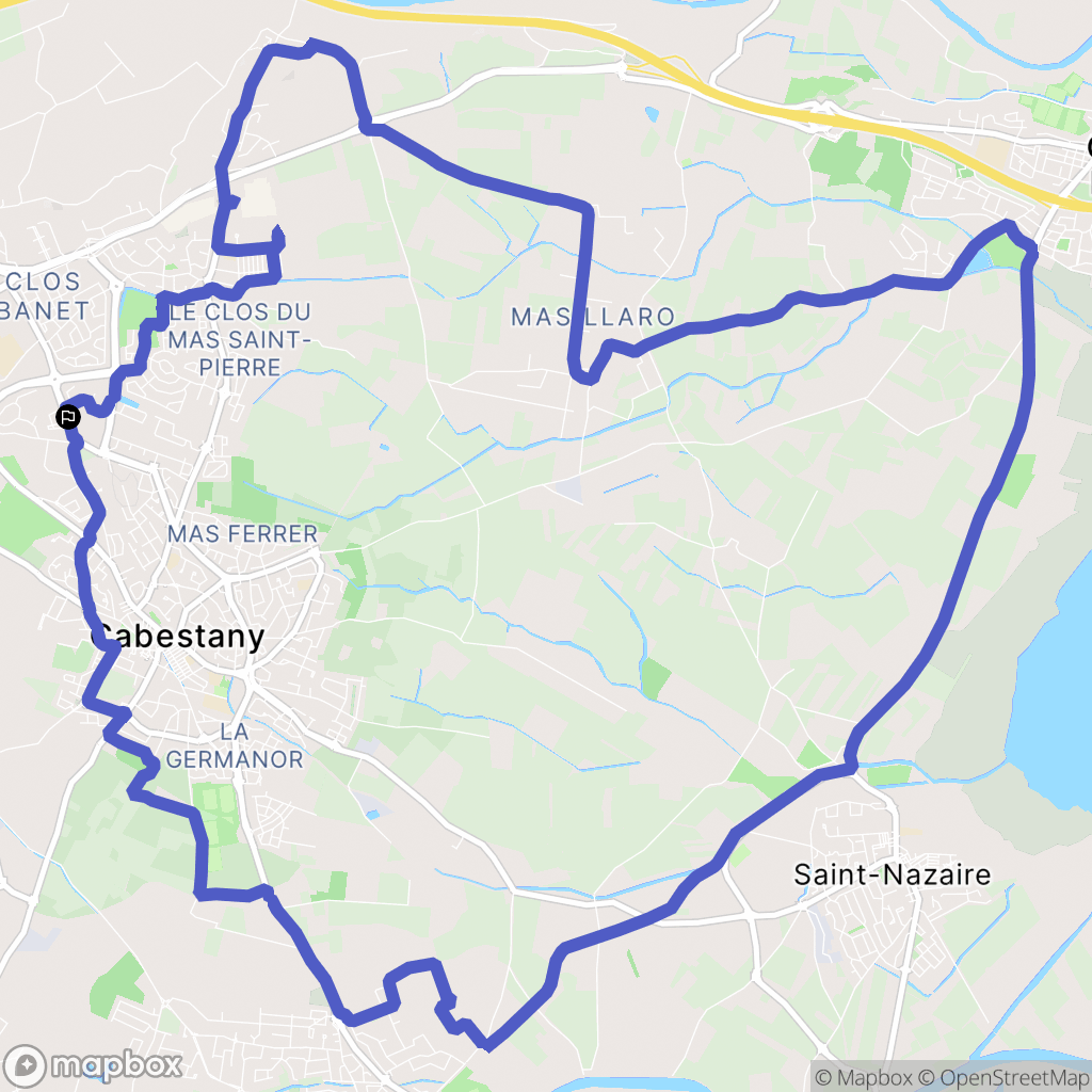 Cabestany : carte du parcours de randonnée - France