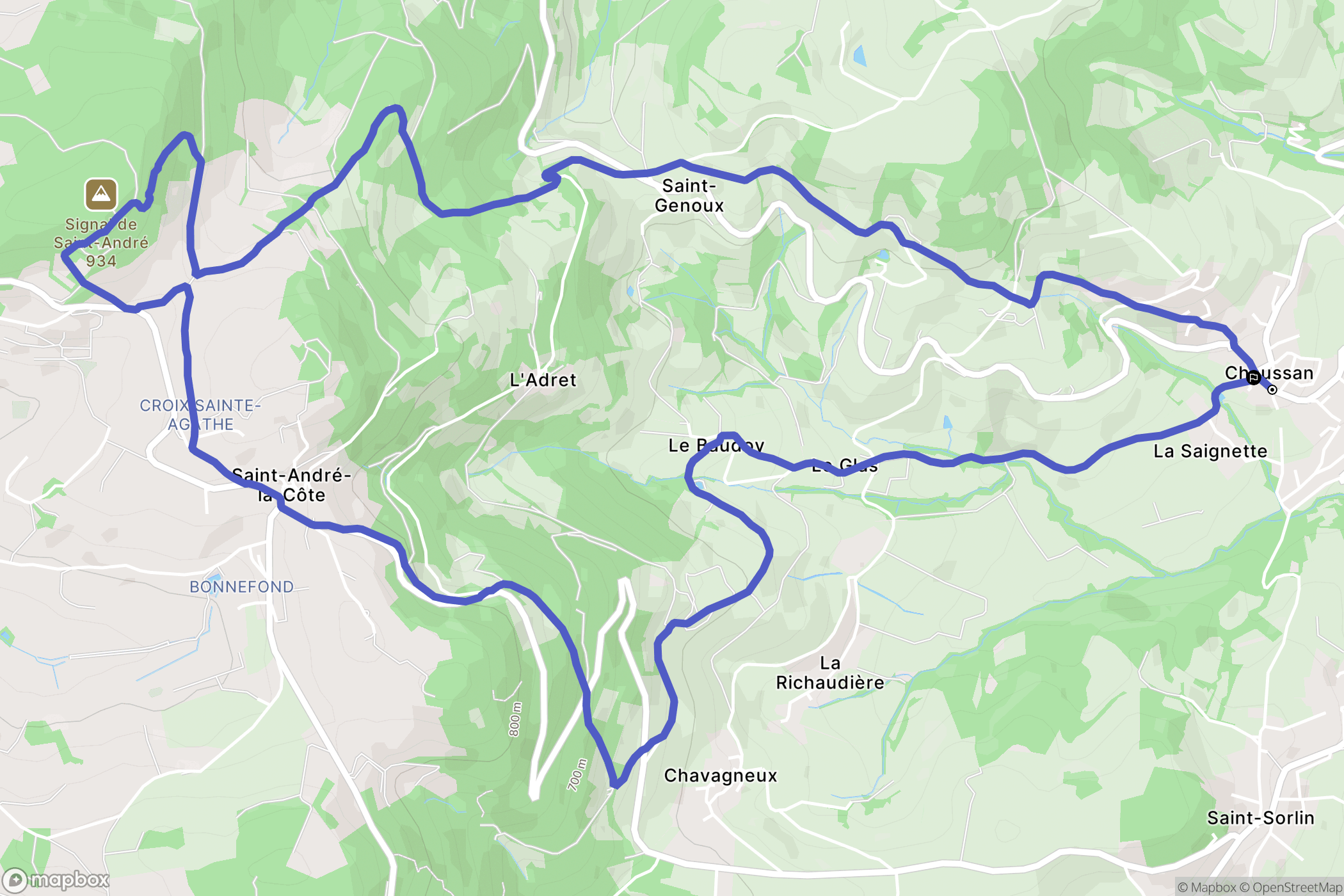 Chaussan : carte du parcours de randonnée - France