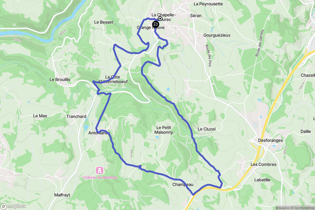 La Chapelle-d'Aurec : carte du parcours de randonnée - France