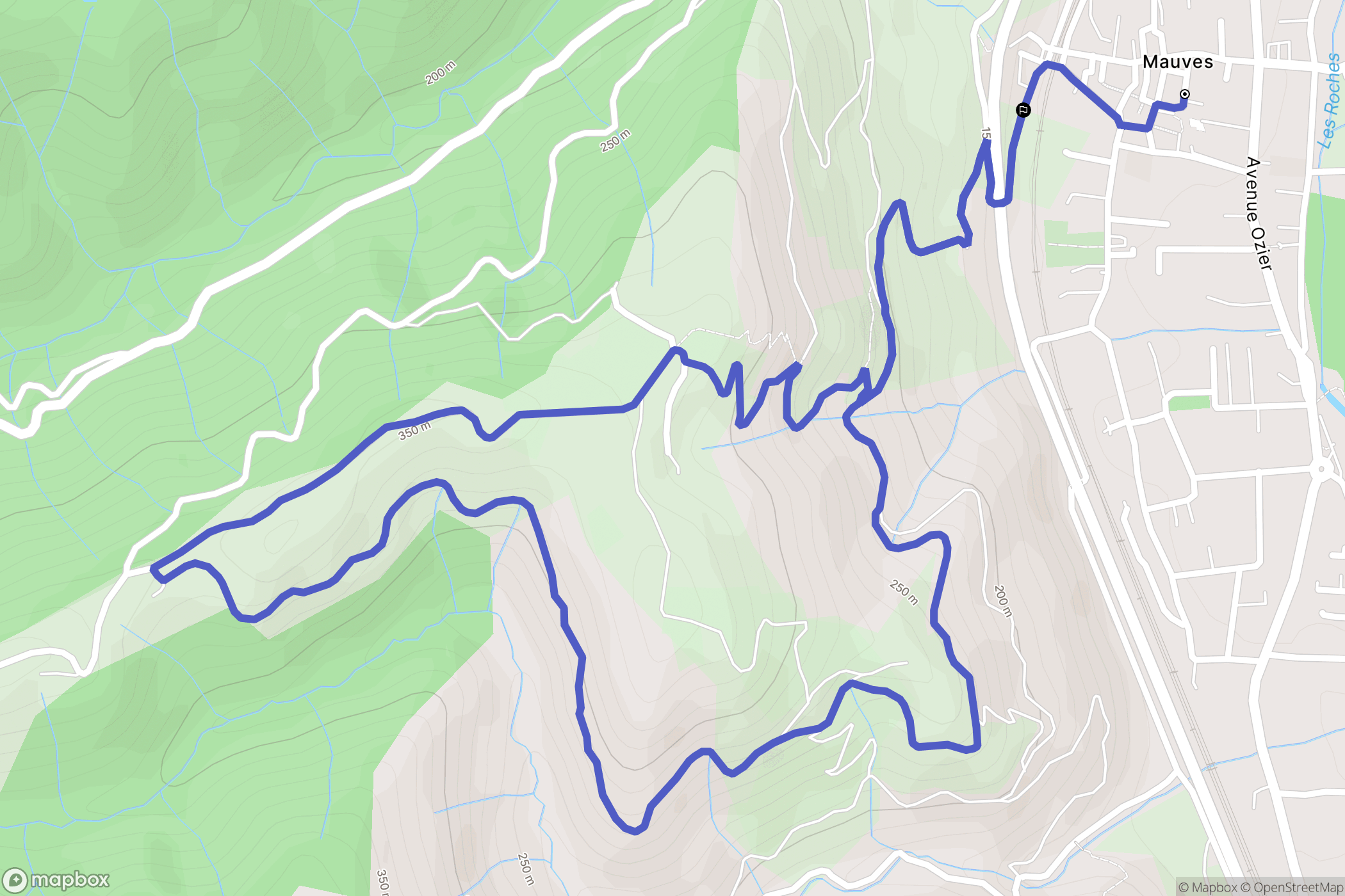 Mauves : carte du parcours de randonnée - France