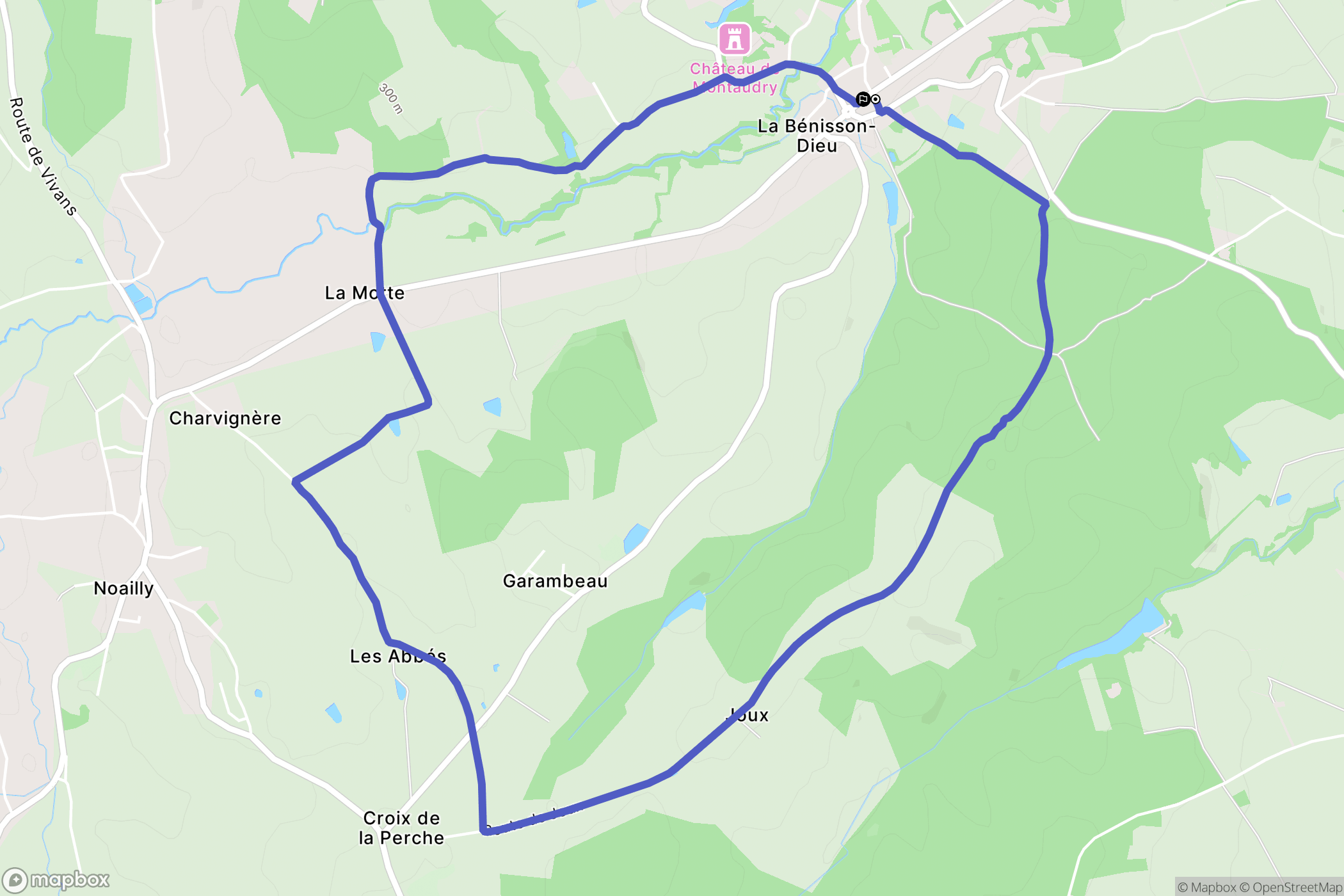 La Bénisson-Dieu : carte du parcours de randonnée - France