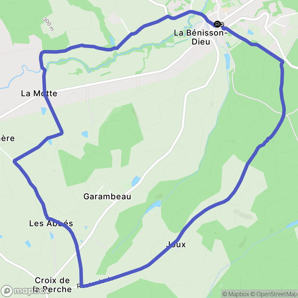 La Bénisson-Dieu : carte du parcours de randonnée - France