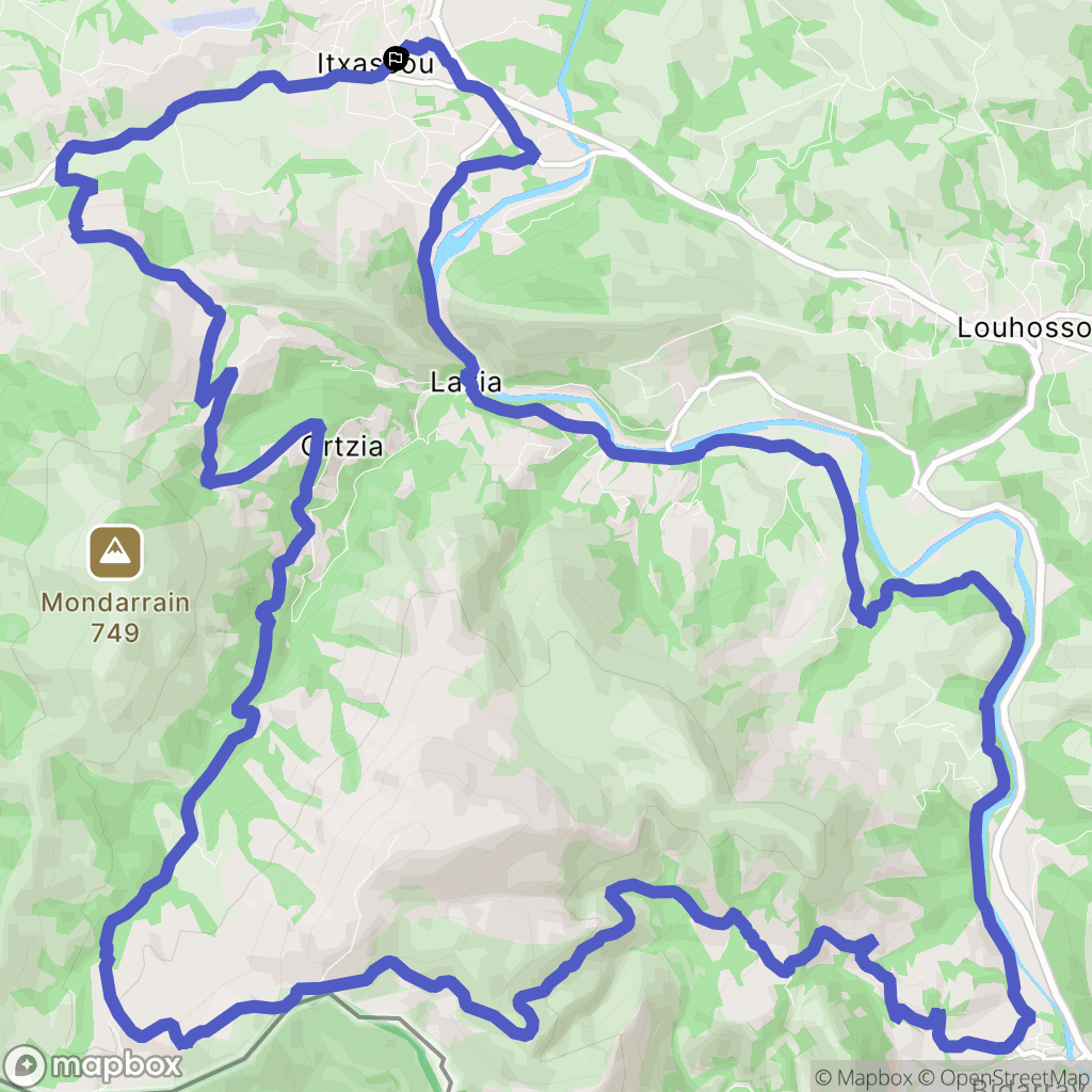Itxassou : carte du parcours de randonnée - France