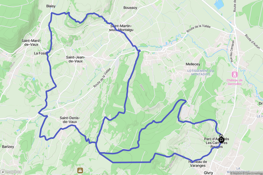 Givry : carte du parcours de randonnée - France