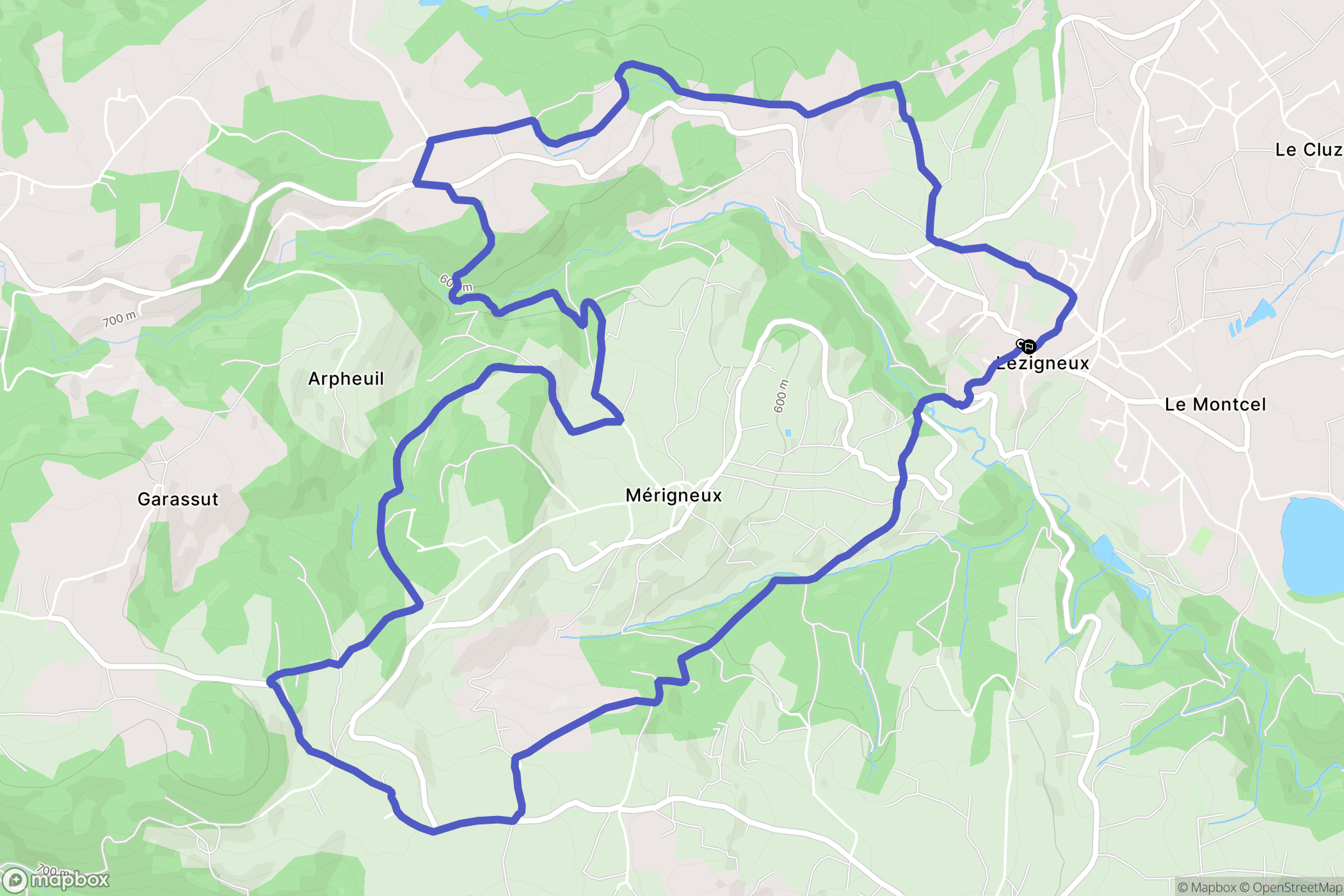 Lézigneux : carte du parcours de randonnée - France