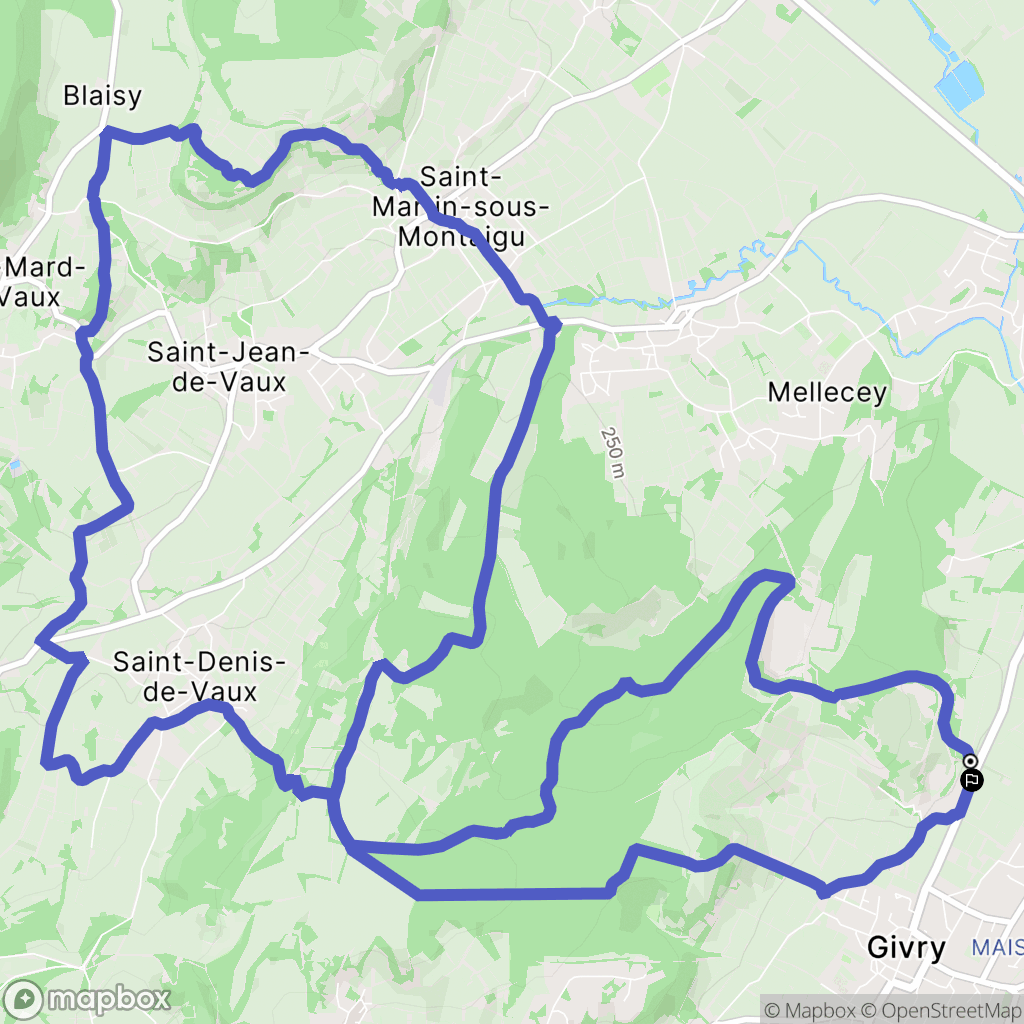 Givry : carte du parcours de randonnée - France