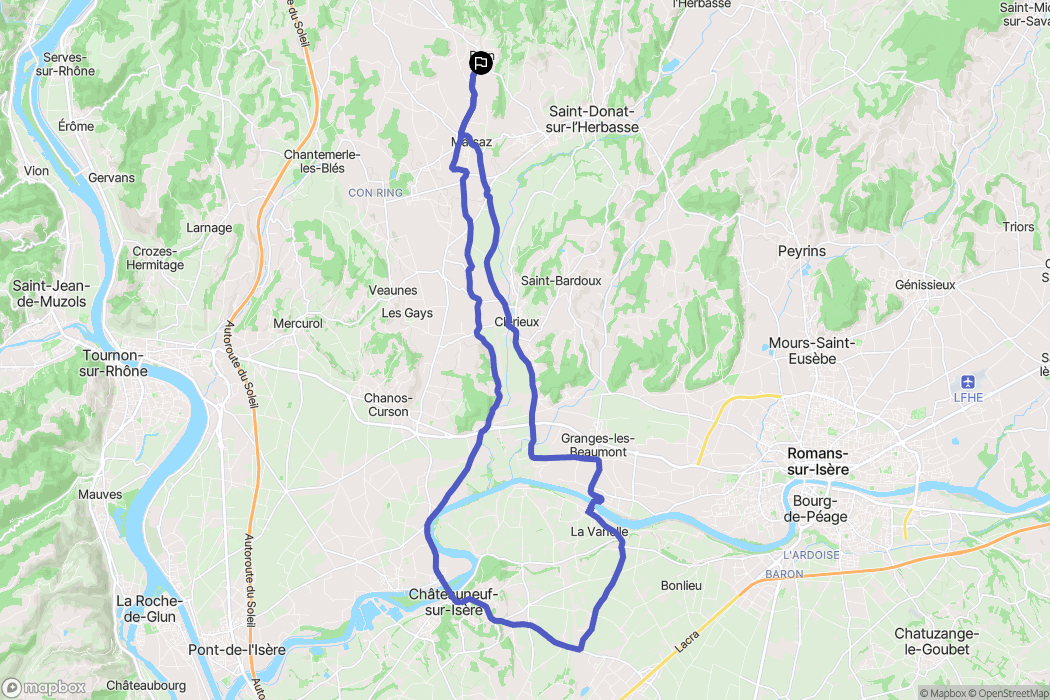 Bren : carte du parcours de randonnée - France