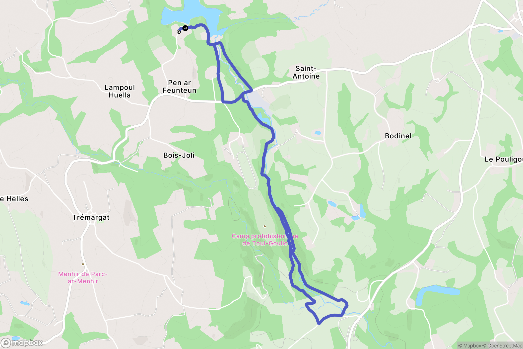 Trémargat : carte du parcours de randonnée - France