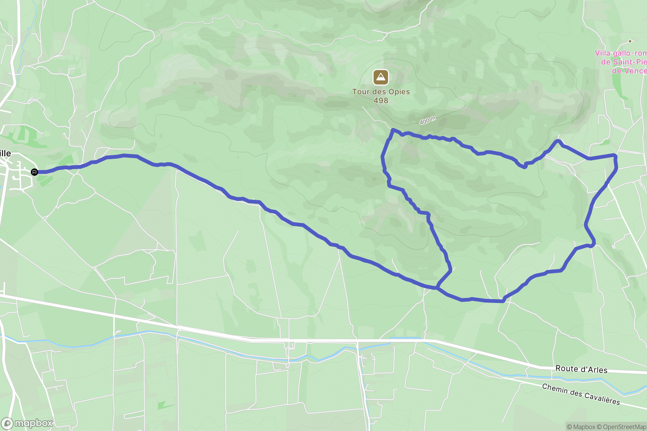 Aureille : carte du parcours de randonnée - France