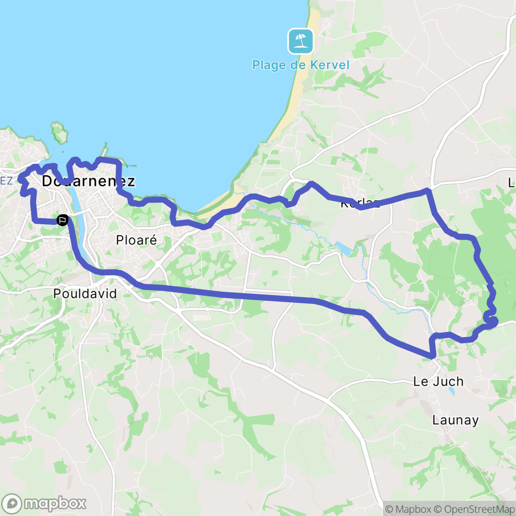 Douarnenez : carte du parcours de randonnée - France