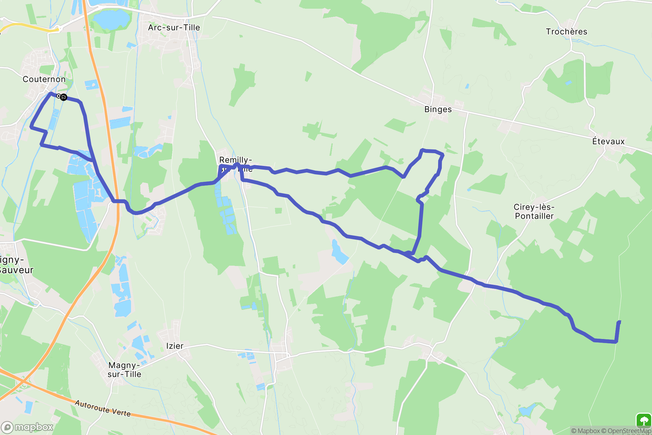 Couternon : carte du parcours de randonnée - France