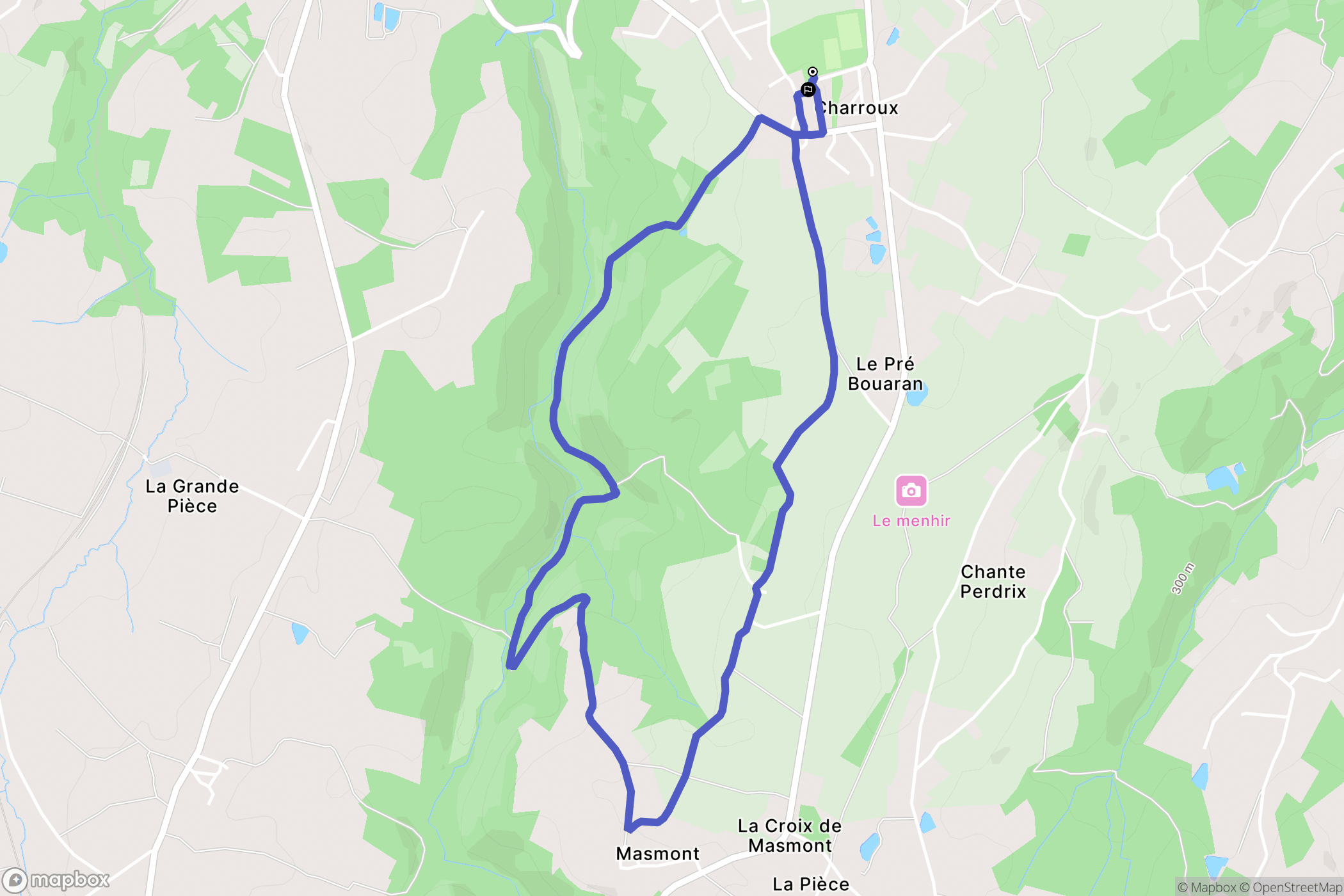 Bosmie-l'Aiguille : carte du parcours de randonnée - France