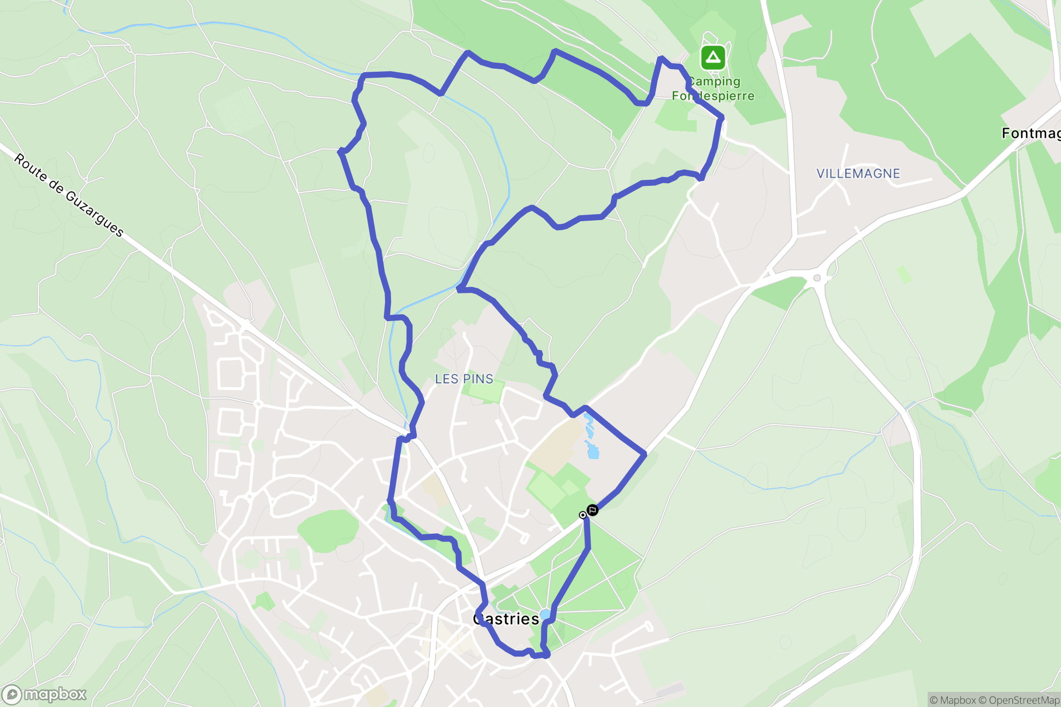 Castries : carte du parcours de randonnée - France