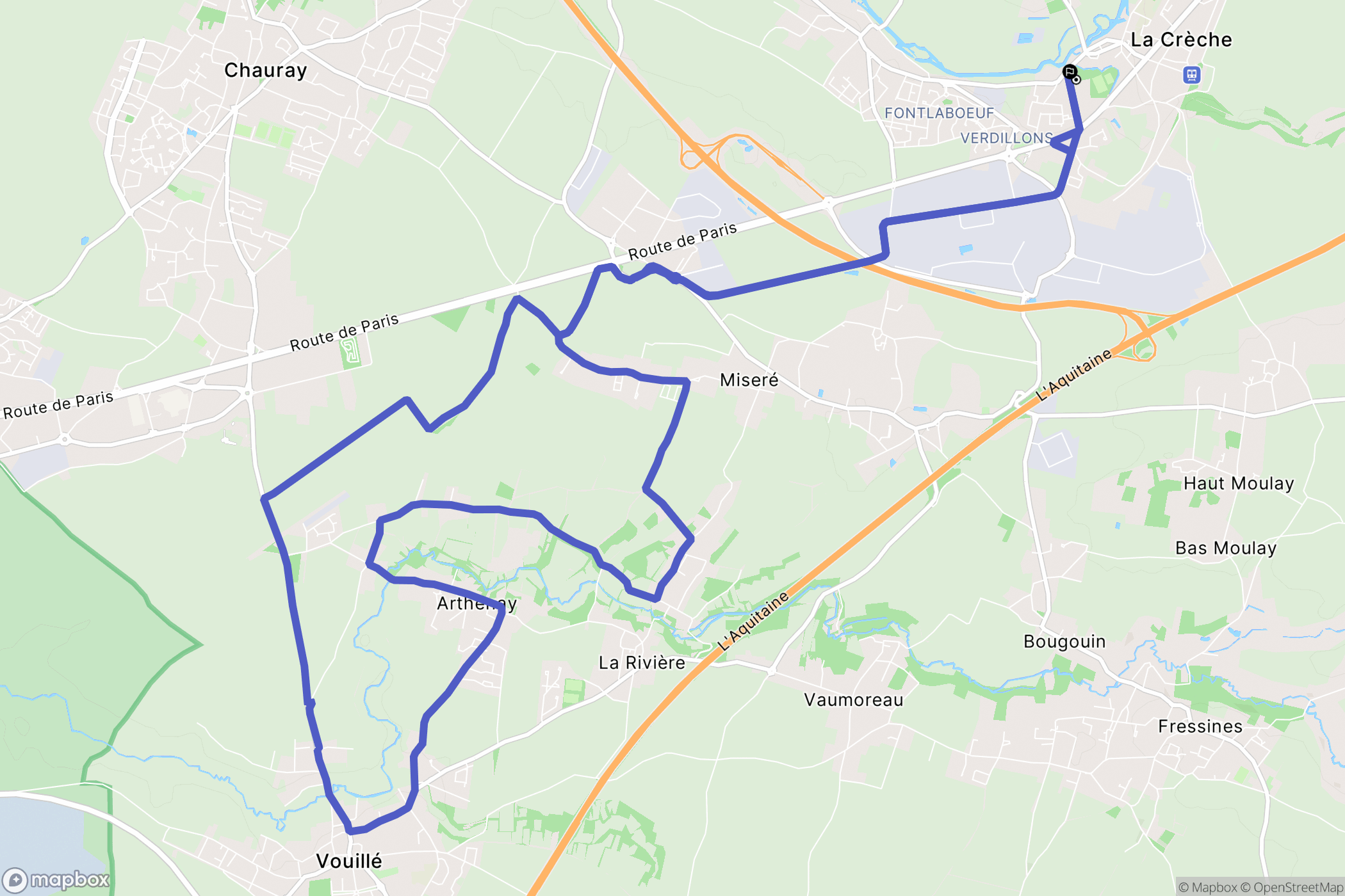 La Crèche : carte du parcours de randonnée - France