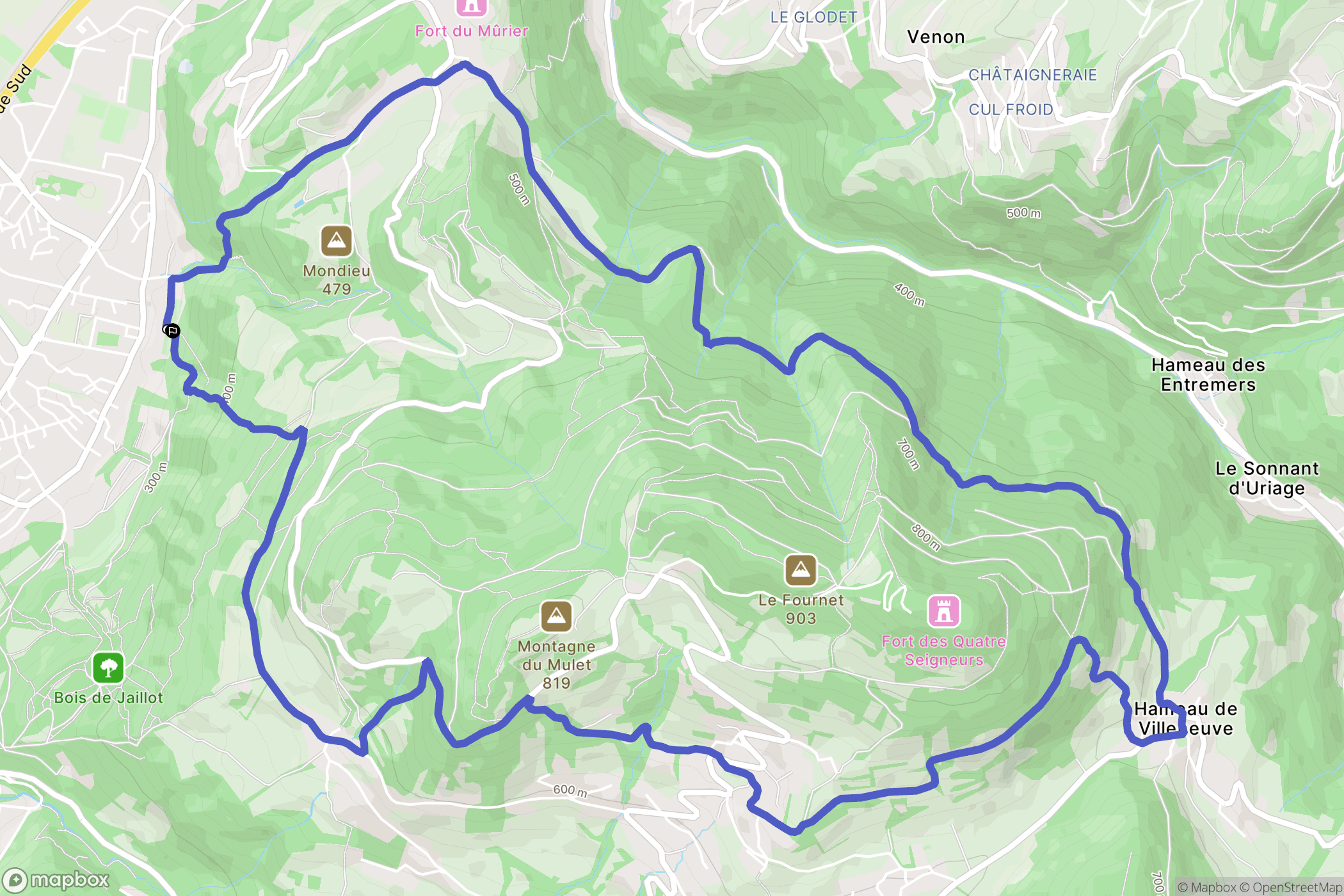 Saint-Martin-d'Hères : carte du parcours de randonnée - France