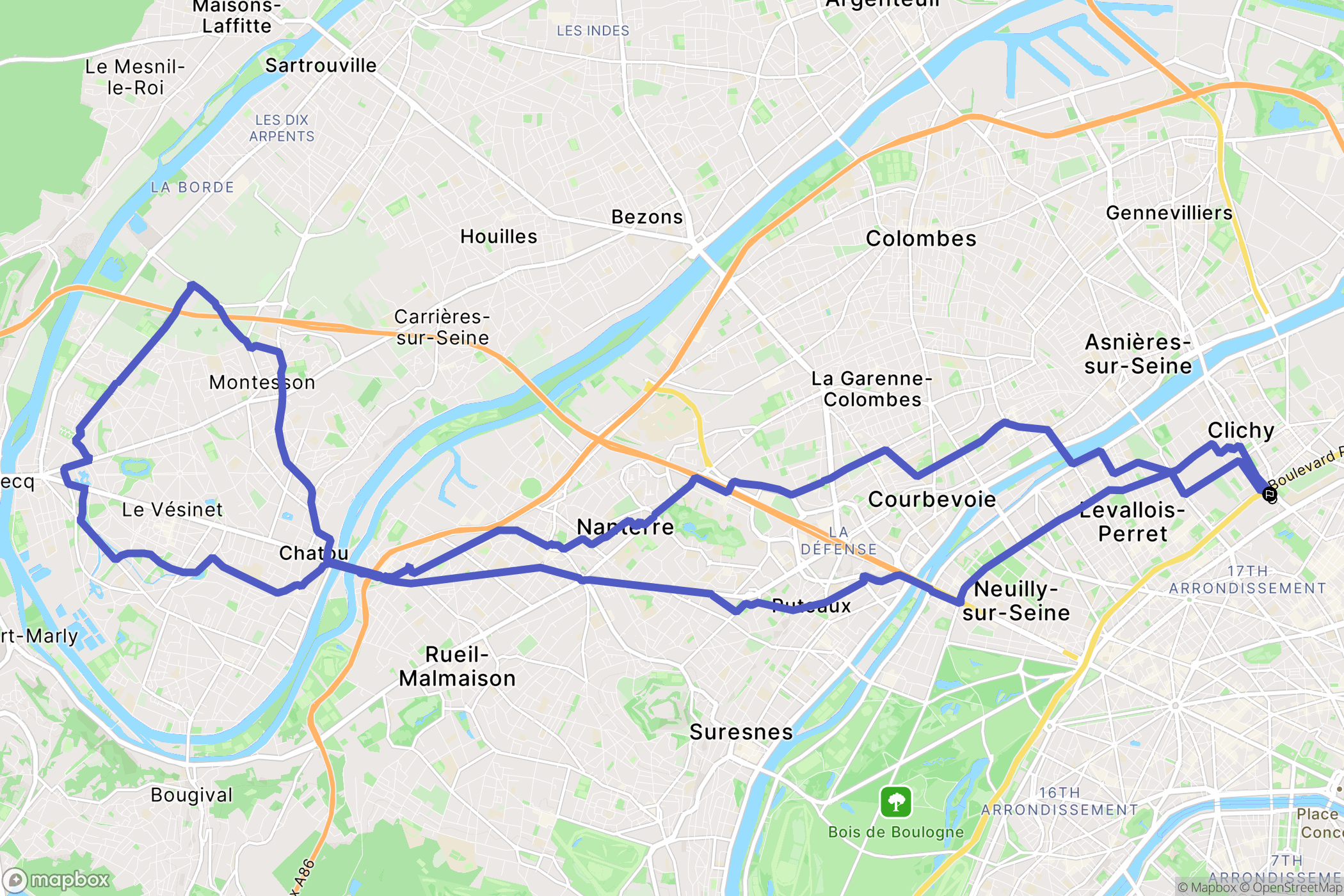 Paris : carte du parcours de randonnée - France