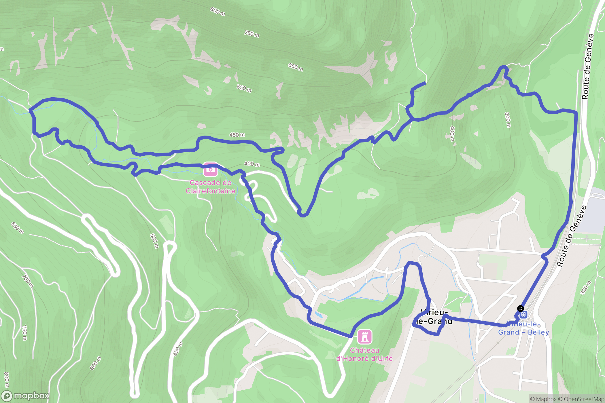 Virieu-le-Grand : carte du parcours de randonnée - France
