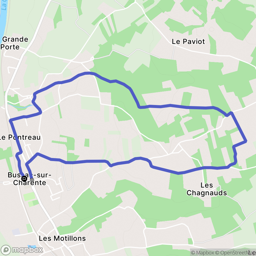 Bussac-sur-Charente : carte du parcours de randonnée - France