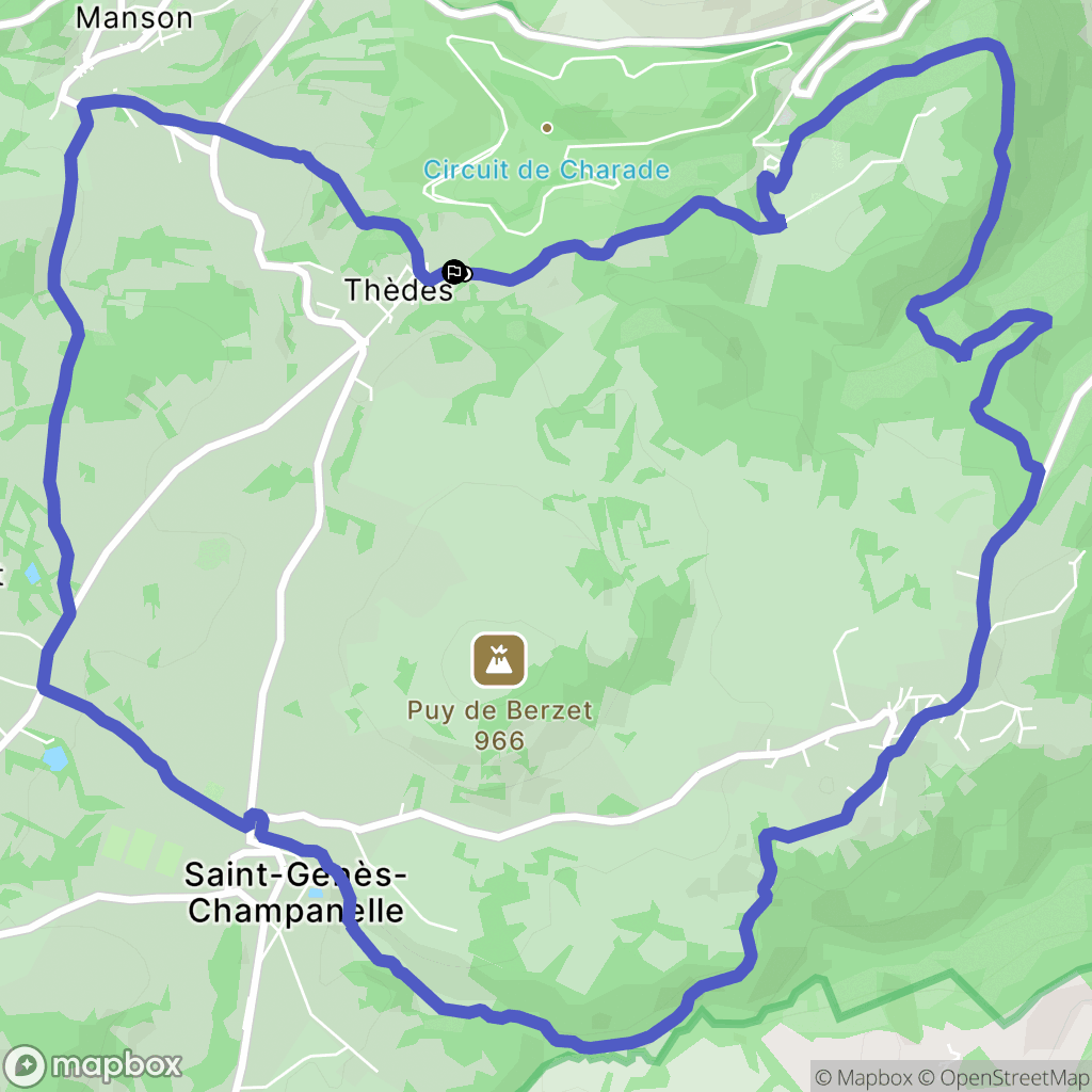 Saint-Gènes-Champanelle : carte du parcours de randonnée - France