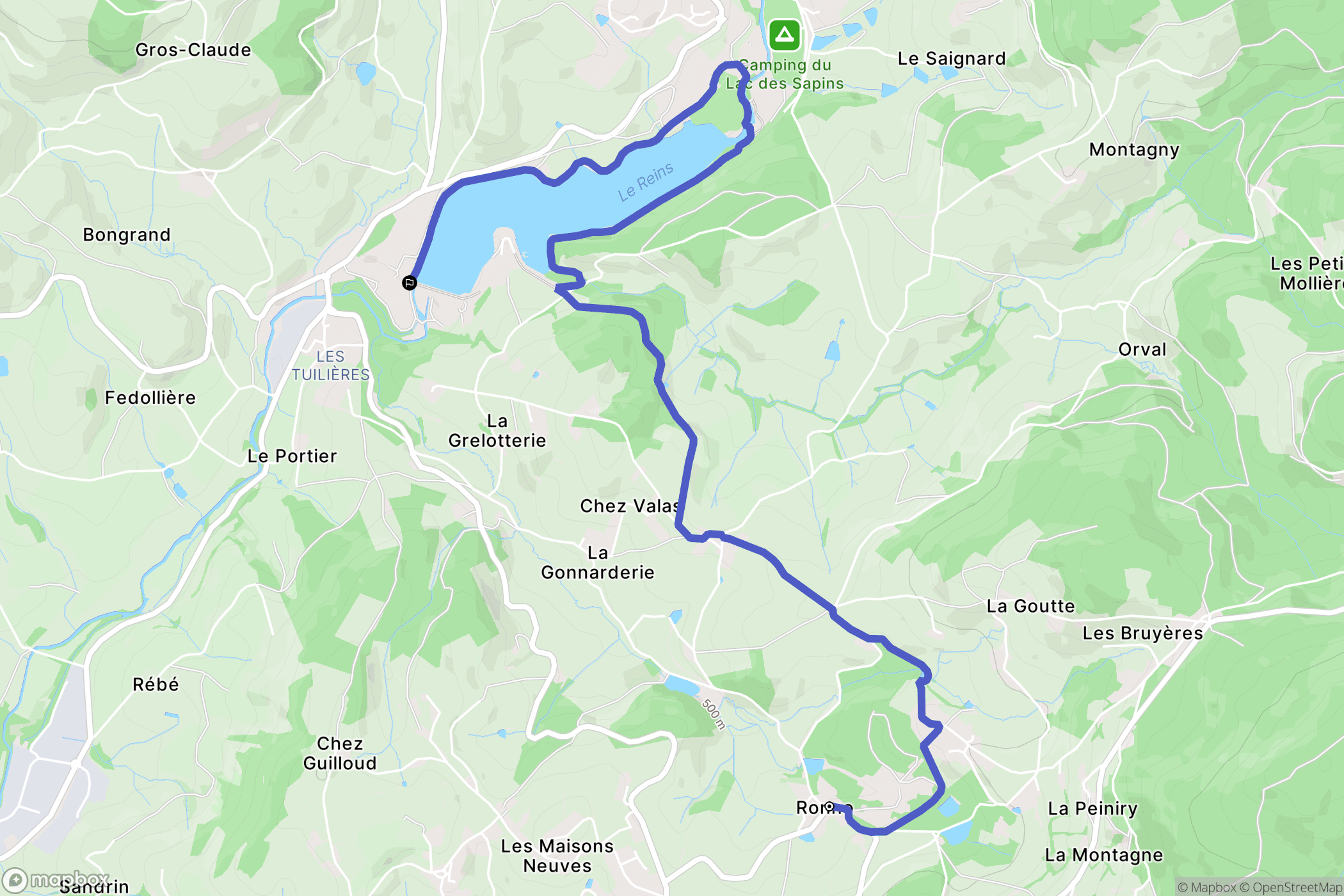 Ronno : carte du parcours de randonnée - France