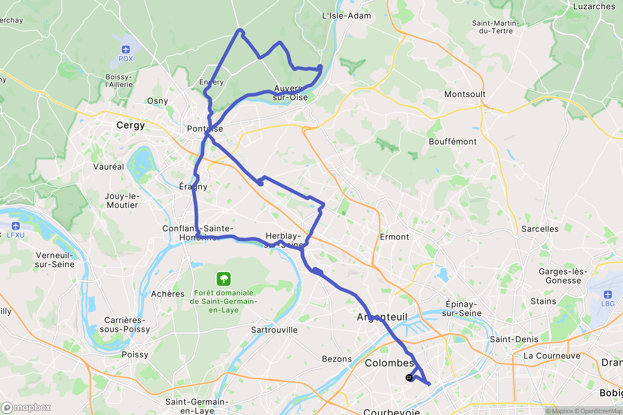 Bois-Colombes : carte du parcours de randonnée - France