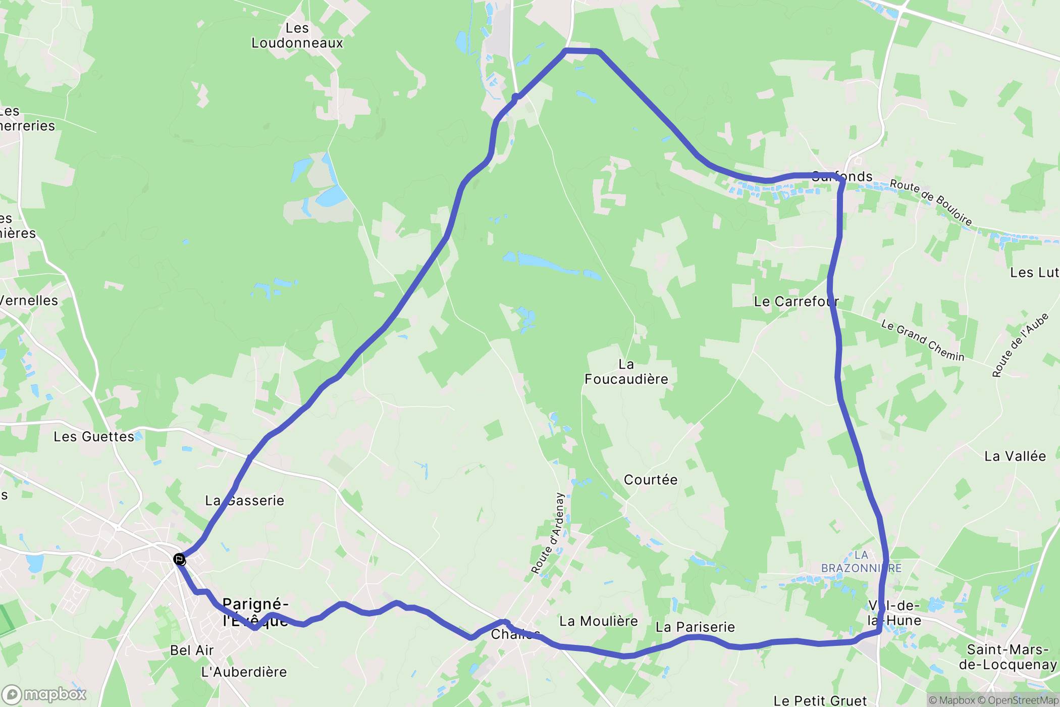 Parigné-l'Évêque : carte du parcours de randonnée - France