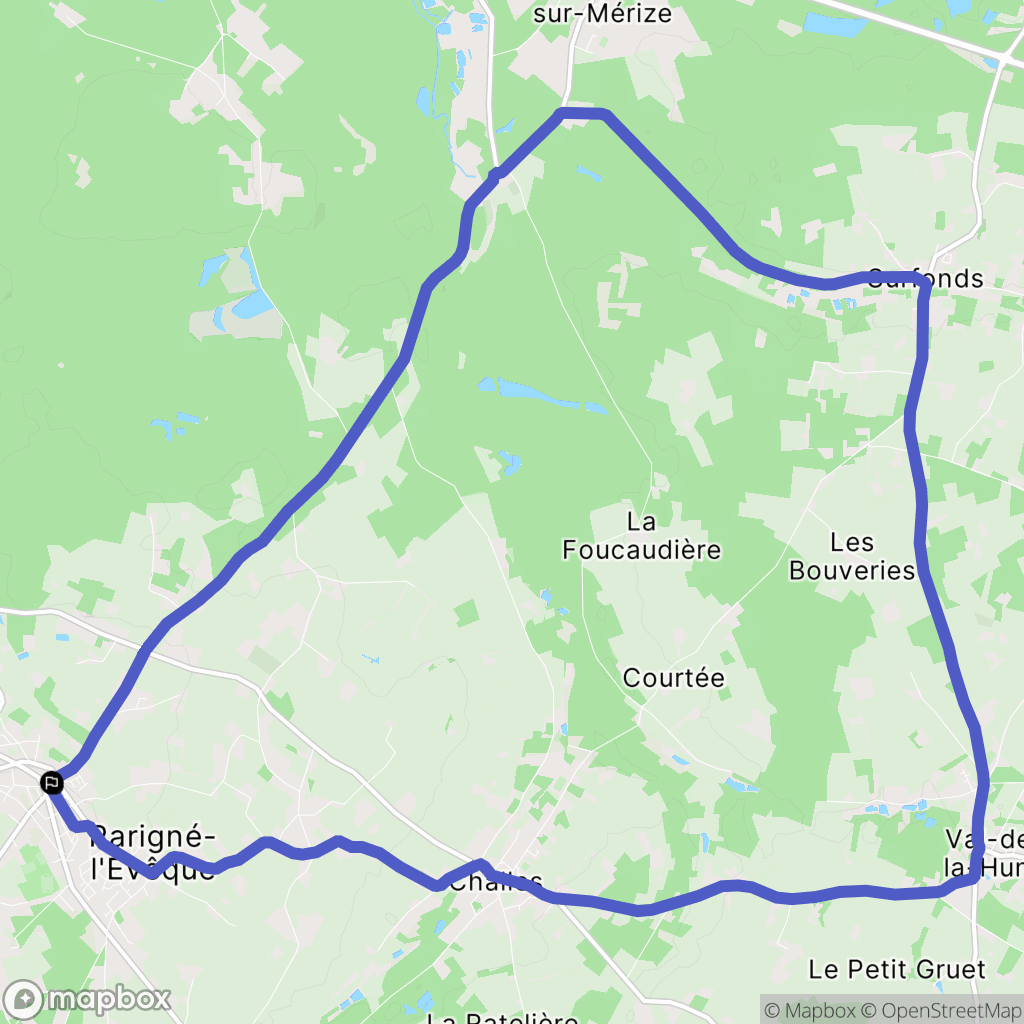 Parigné-l'Évêque : carte du parcours de randonnée - France