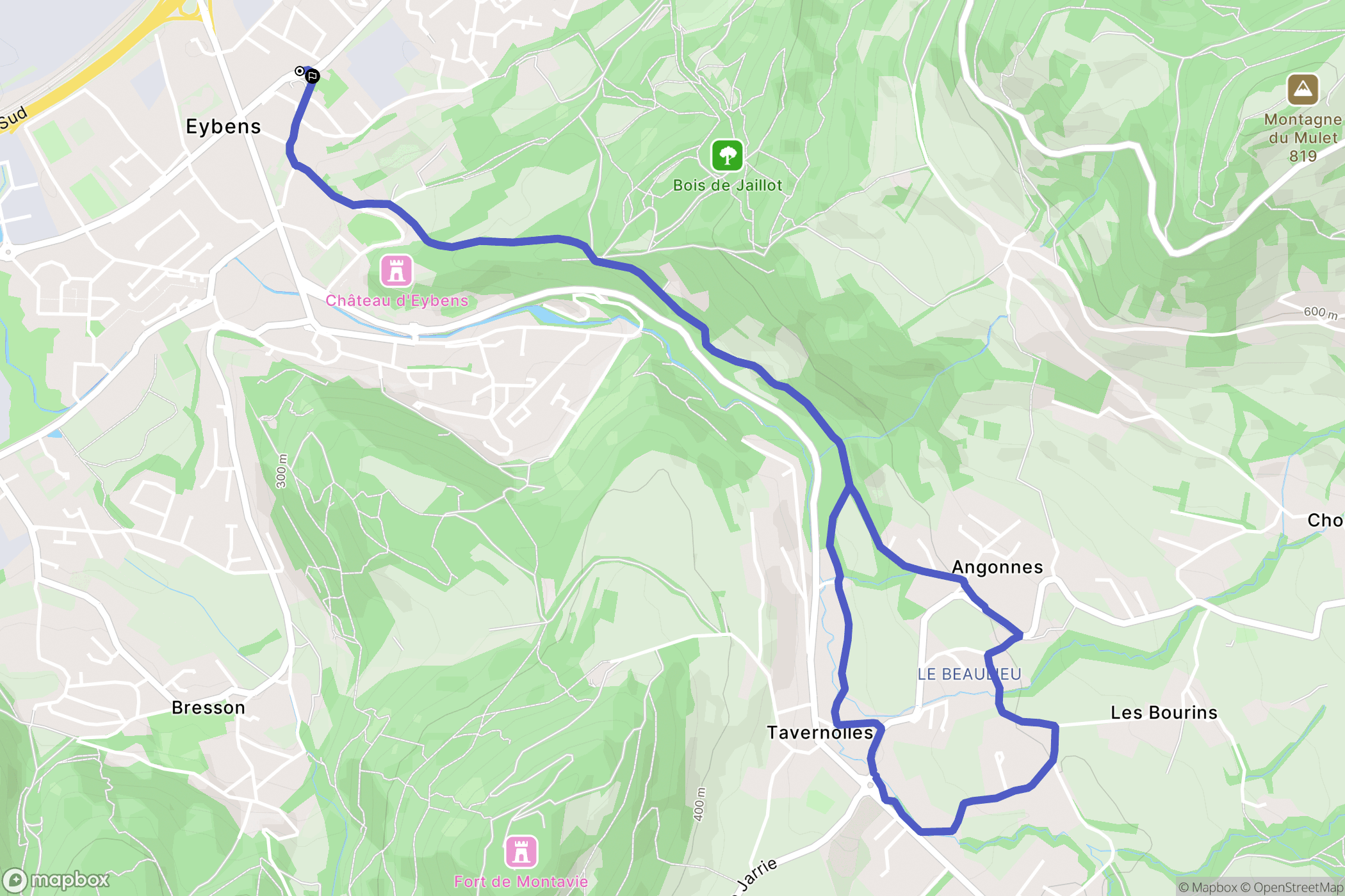 Eybens : carte du parcours de randonnée - France