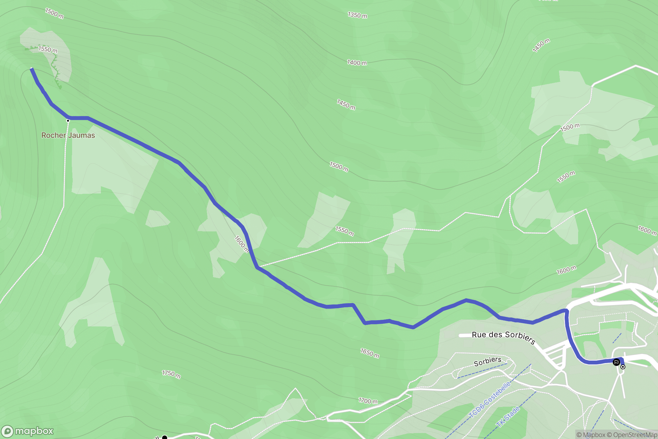Uvernet-Fours : carte du parcours de randonnée - France