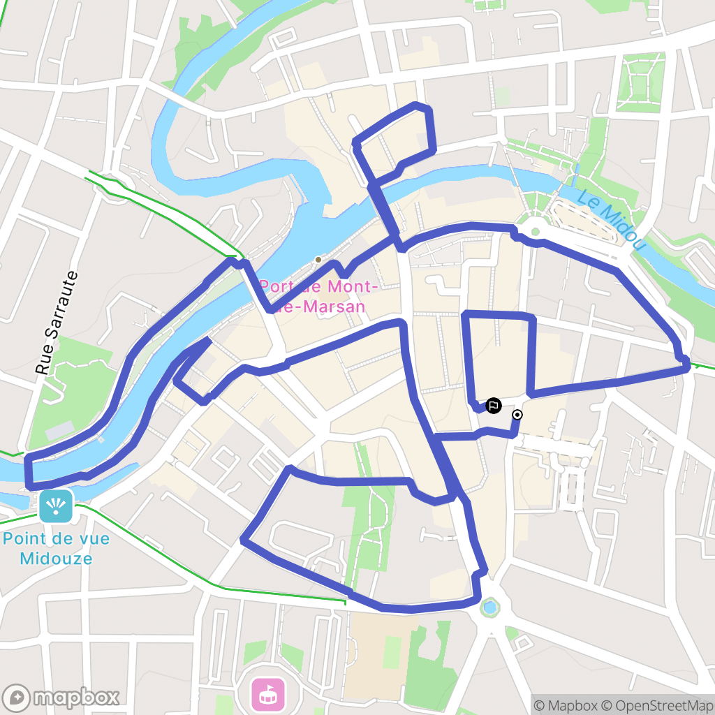 Mont-de-Marsan : carte du parcours de randonnée - France