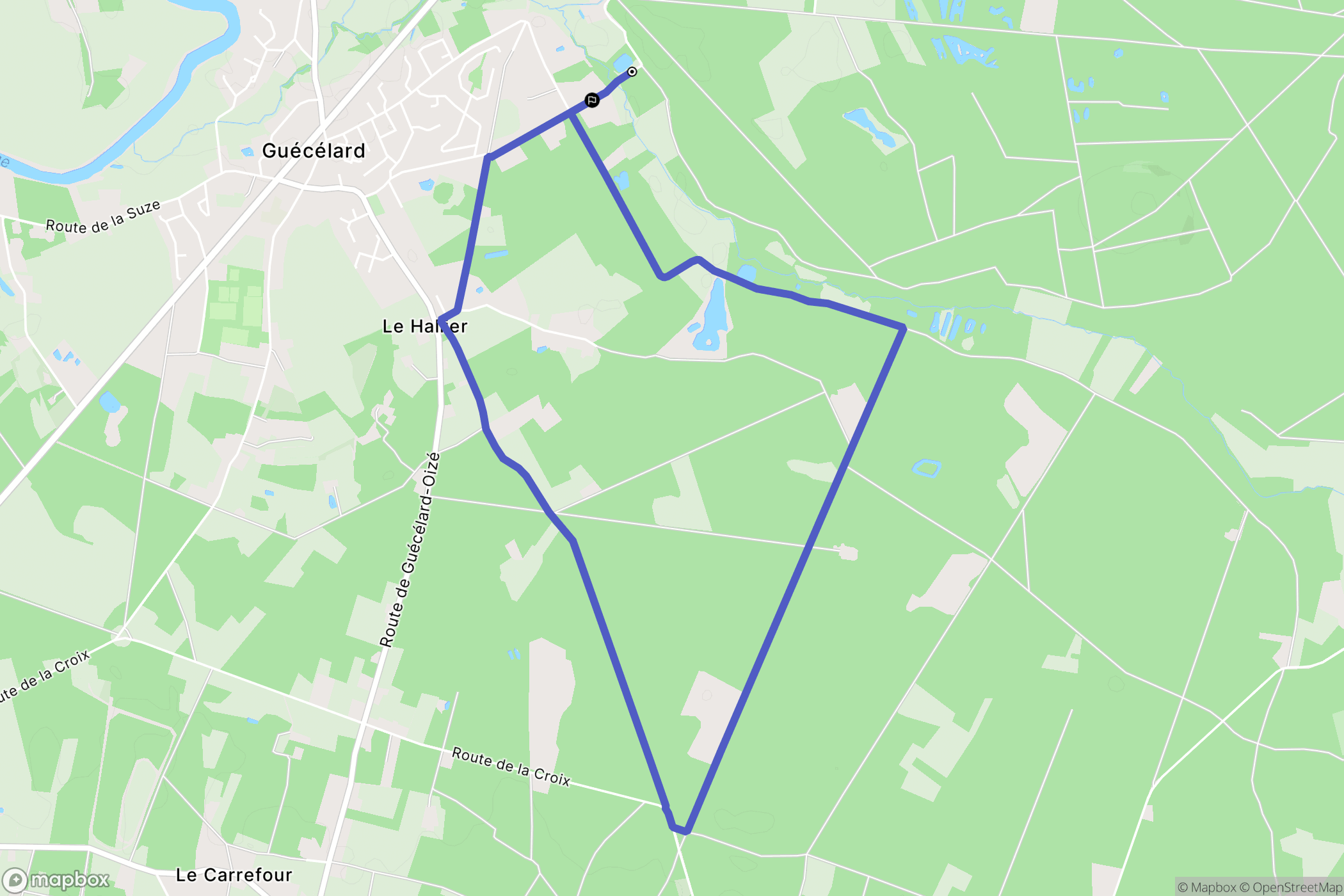 Guécélard : carte du parcours de randonnée - France