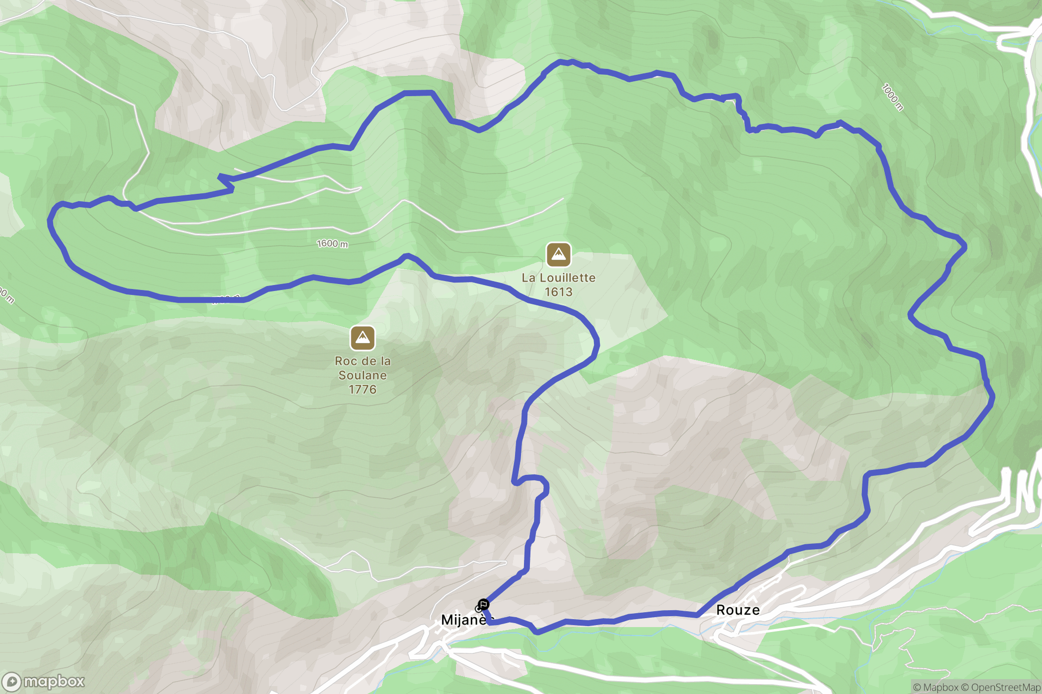 Mijanès : carte du parcours de randonnée - France