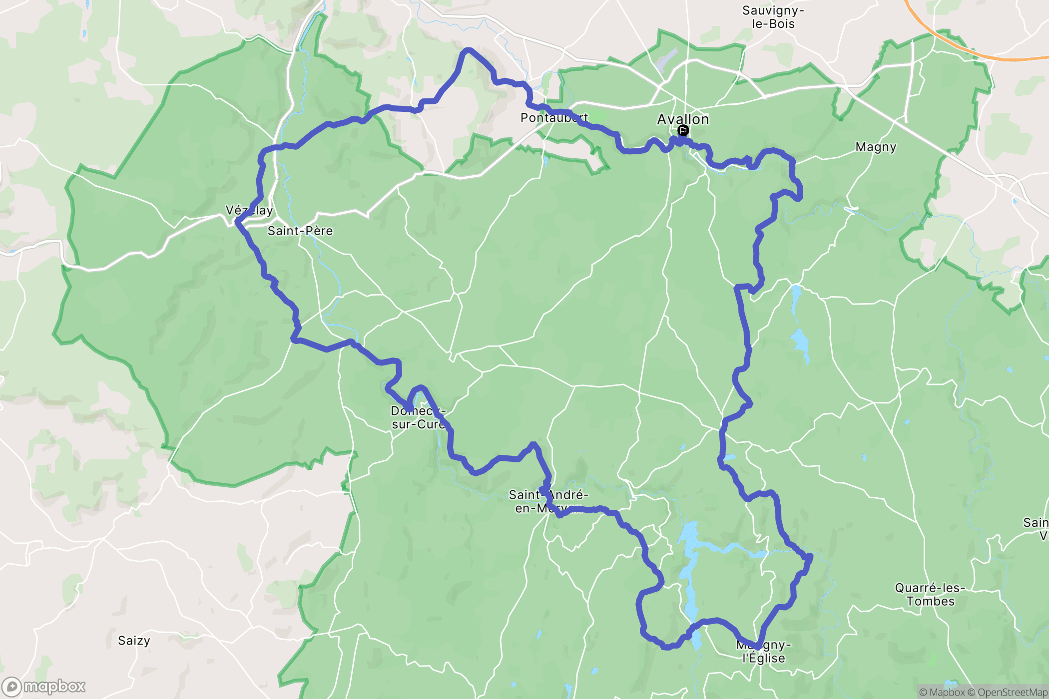 Avallon : carte du parcours de randonnée - France