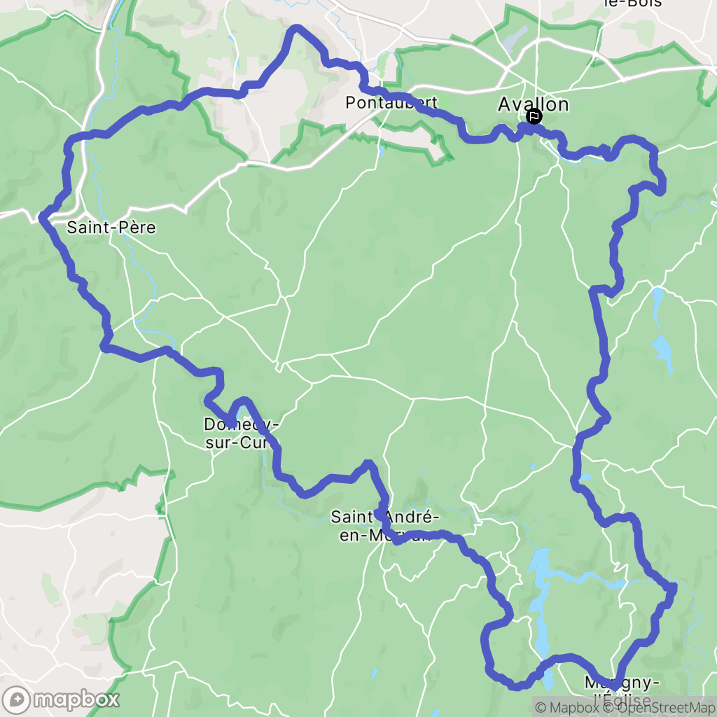Avallon : carte du parcours de randonnée - France