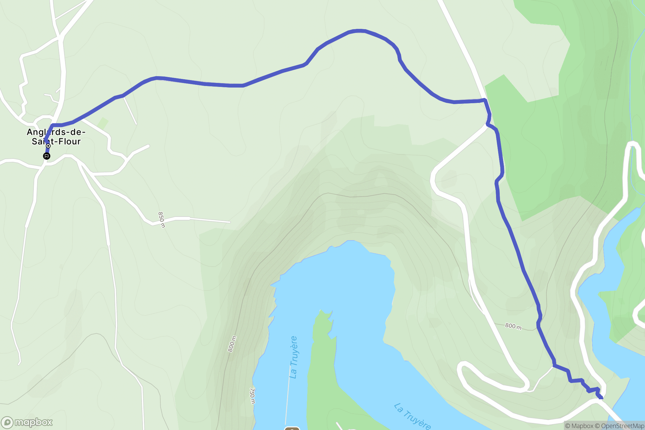 Anglards-de-Saint-Flour : carte du parcours de randonnée - France