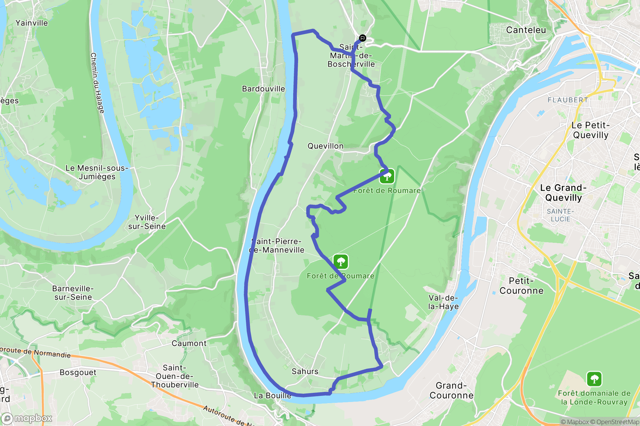 Saint-Martin-de-Boscherville : carte du parcours de randonnée - France