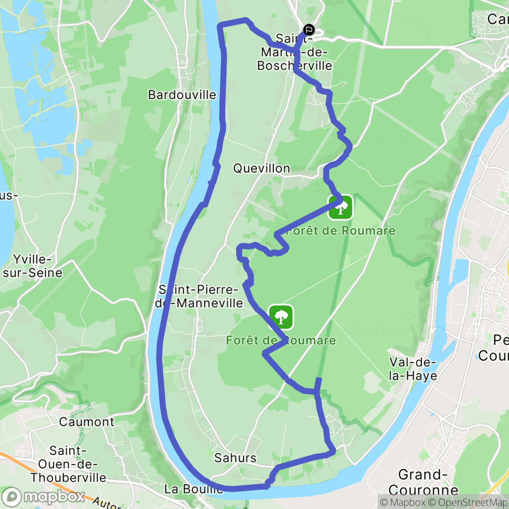 Saint-Martin-de-Boscherville : carte du parcours de randonnée - France