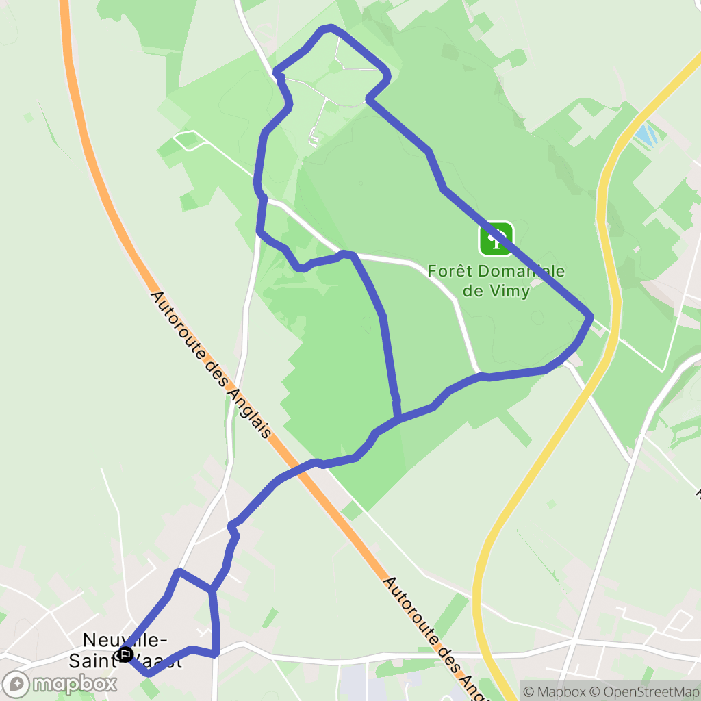 Neuville-Saint-Vaast : carte du parcours de randonnée - France