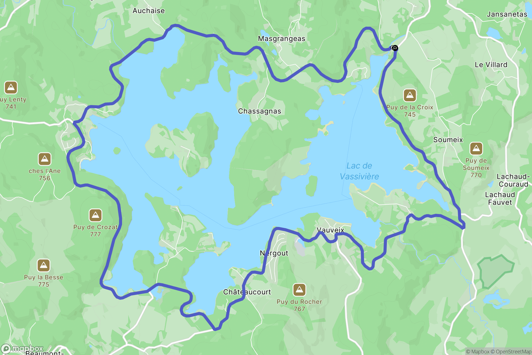Royère-de-Vassivière : carte du parcours de randonnée - France