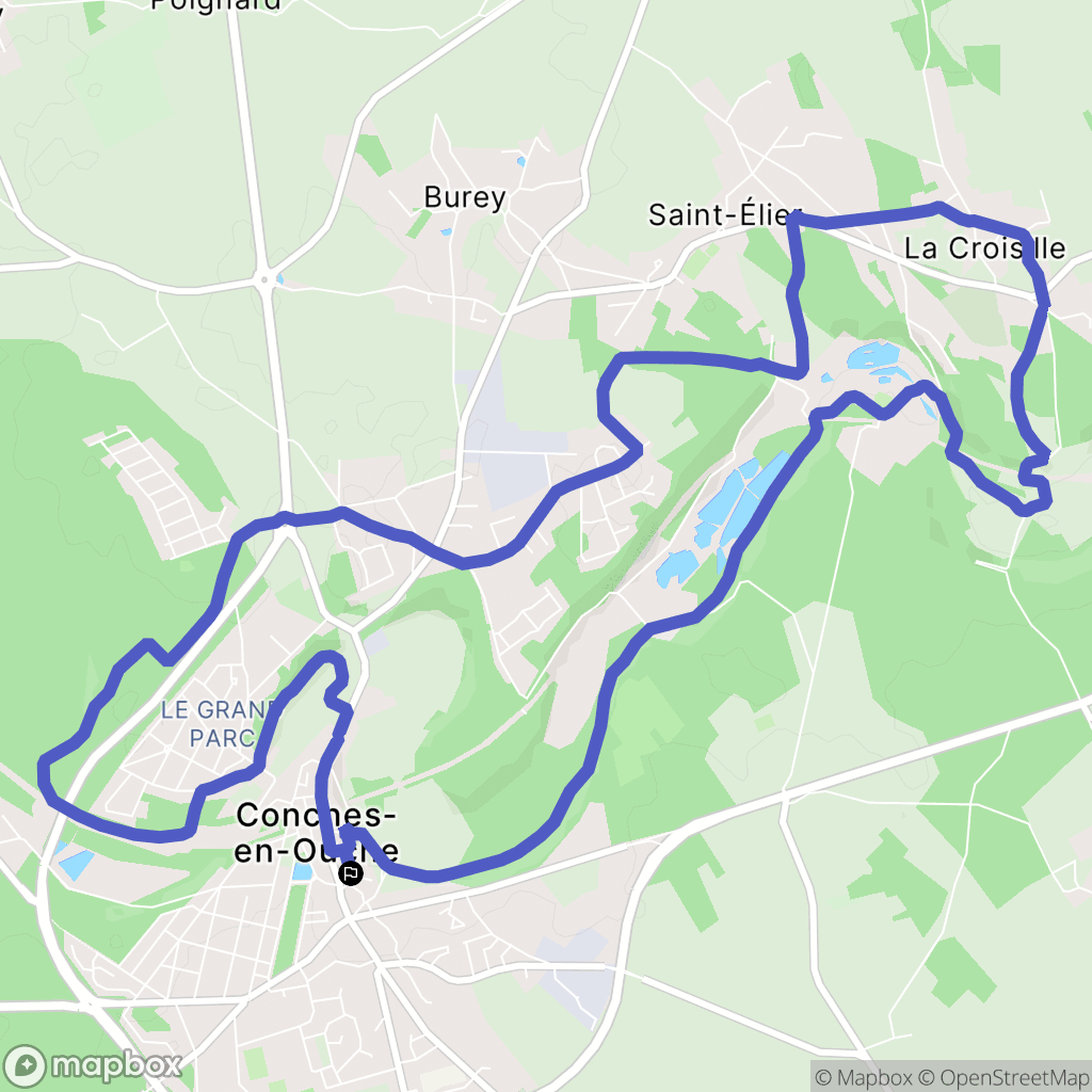 Conches-en-Ouche : carte du parcours de randonnée - France