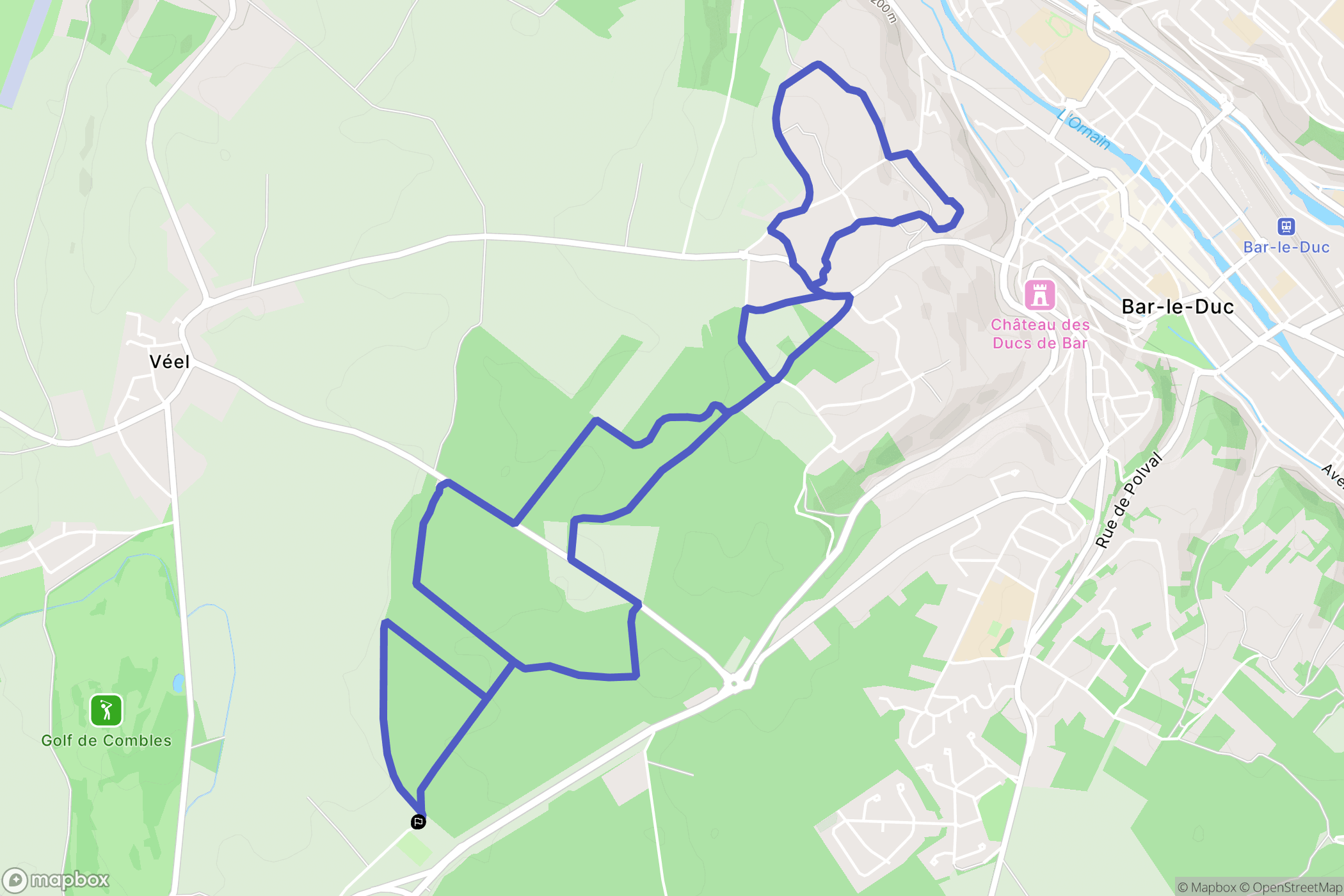 Combles-en-Barrois : carte du parcours de randonnée - France