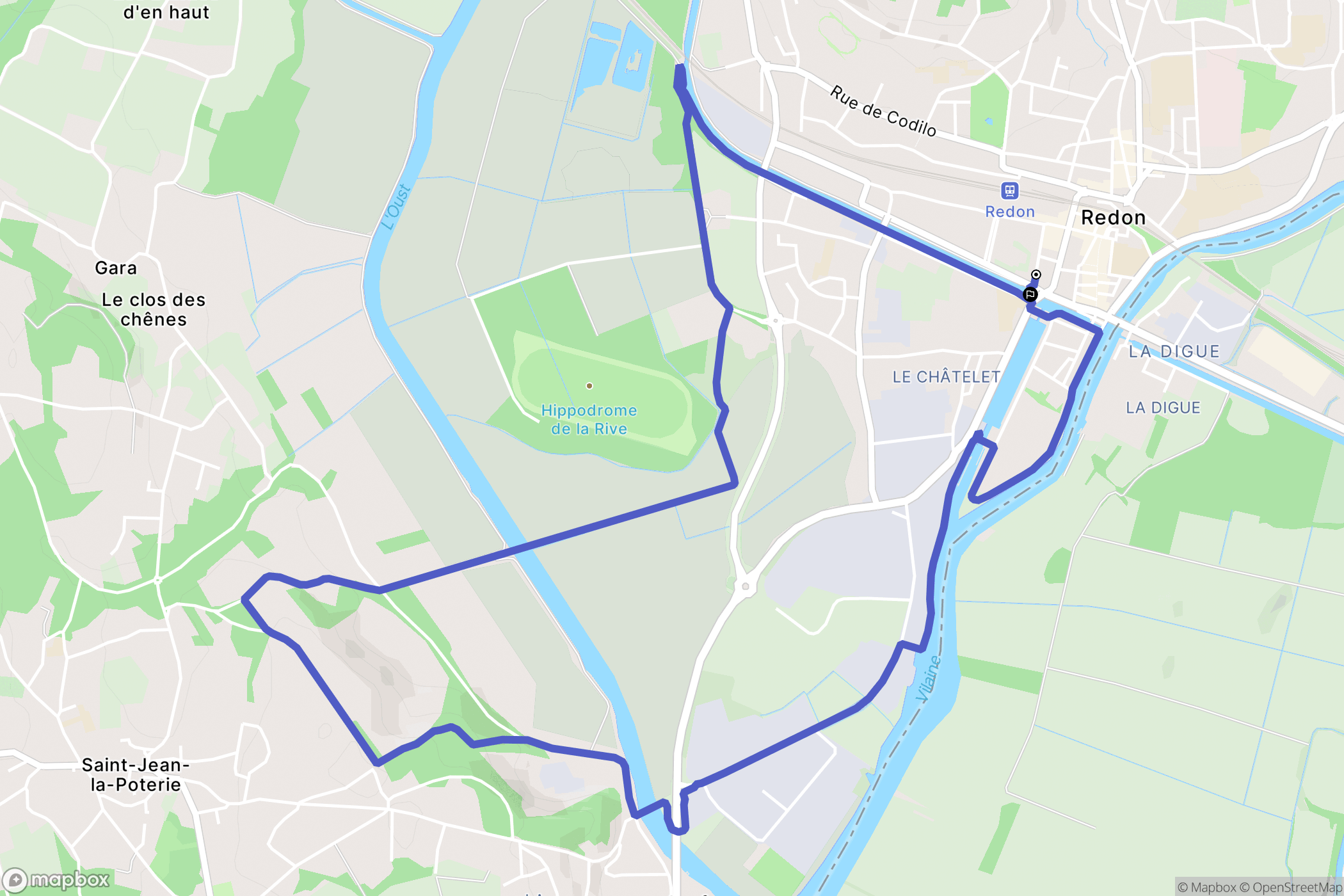 Redon : carte du parcours de randonnée - France