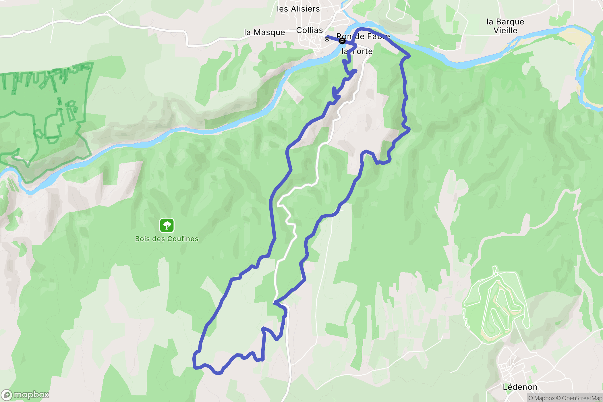 Collias : carte du parcours de randonnée - France