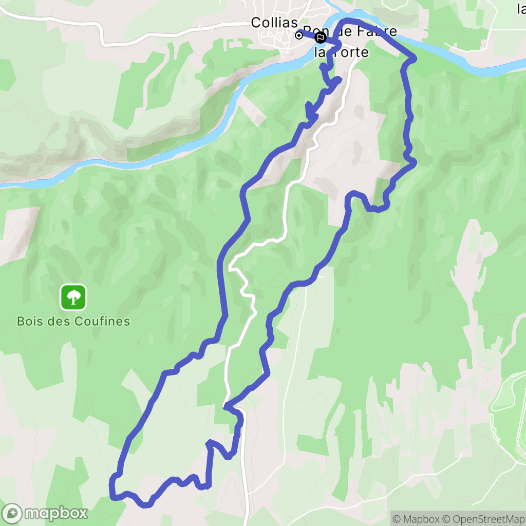 Collias : carte du parcours de randonnée - France